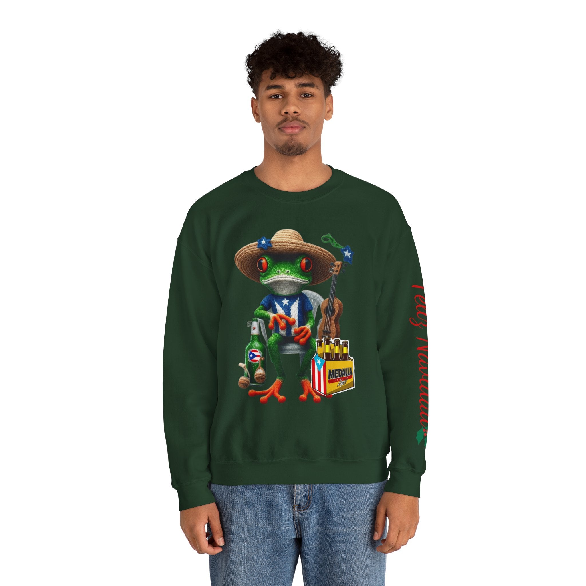 Frog Coqui Crewneck Sweatshirt – Coquito y Medalla Puerto Rican Vibes