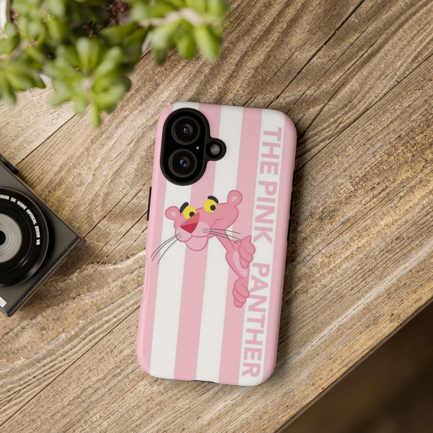 Pink Panther Tough Case Retro Striped Phone Case with "The Pink Panther" Design