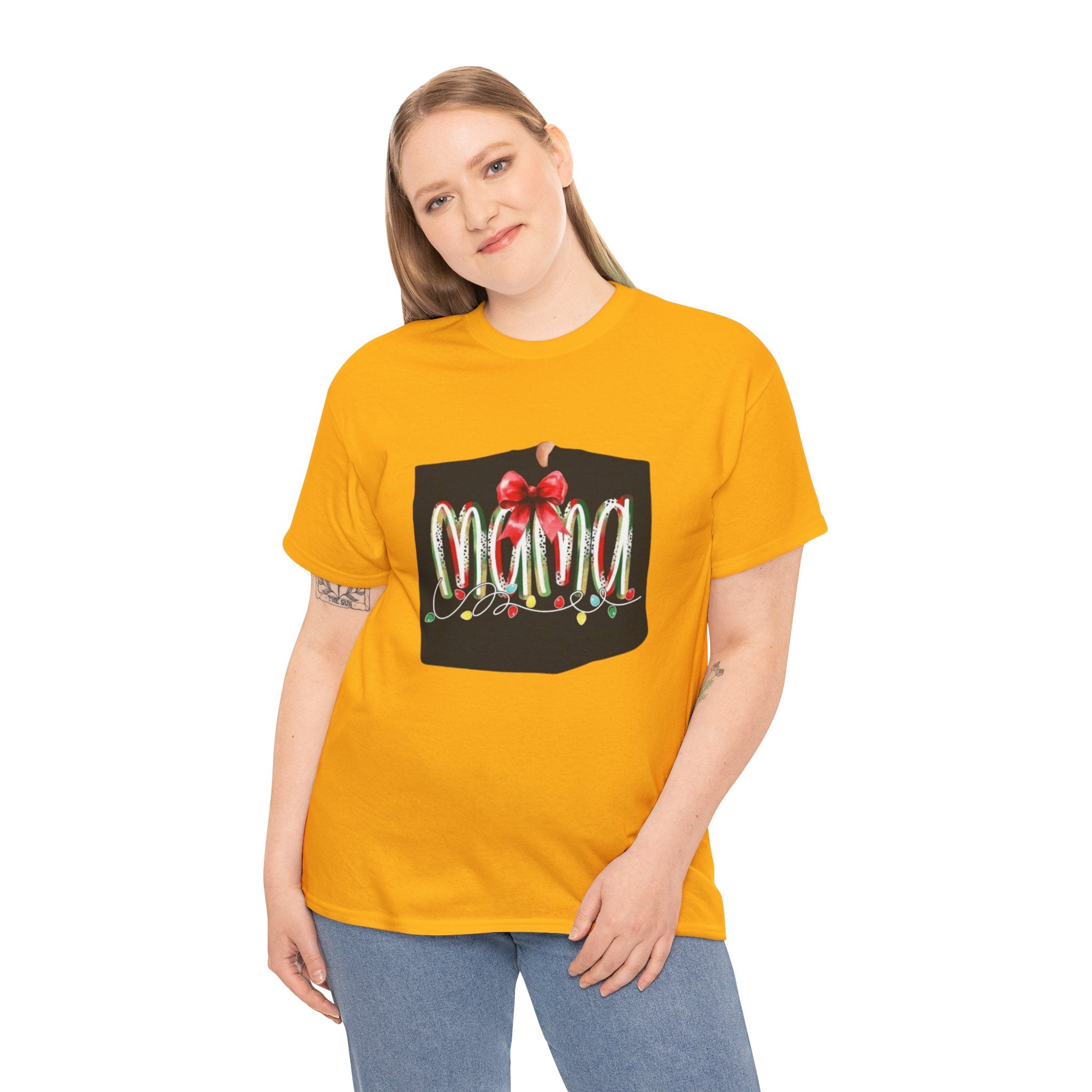 Festive Mama Tee, Cozy Holiday Shirt, Gift for Mom, Christmas T-Shirt, Unisex Cotton Tee
