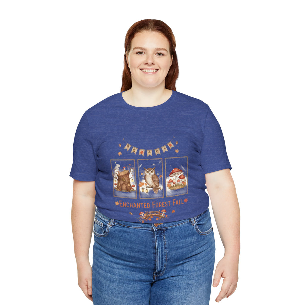 Enchanted Forest Fall Tee, Cute Owl Shirt, Autumn Graphic Tee, Nature Lover Gift, Cozy Fall Apparel, Wildlife T-Shirt, Unisex Fall Top