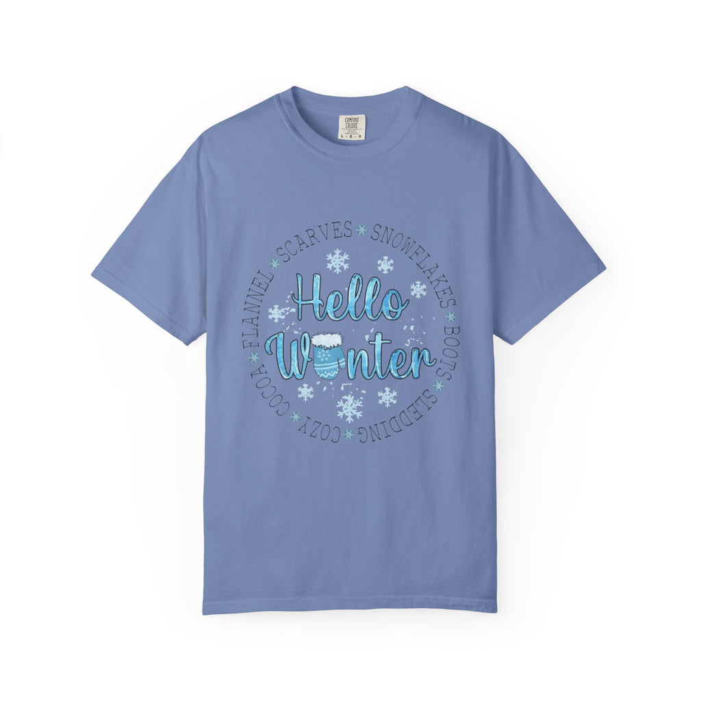 Hello Winter T‑Shirt  Cozy Snowflake Holiday Tee Christmas T-Shirts and Sweatshirts Collection