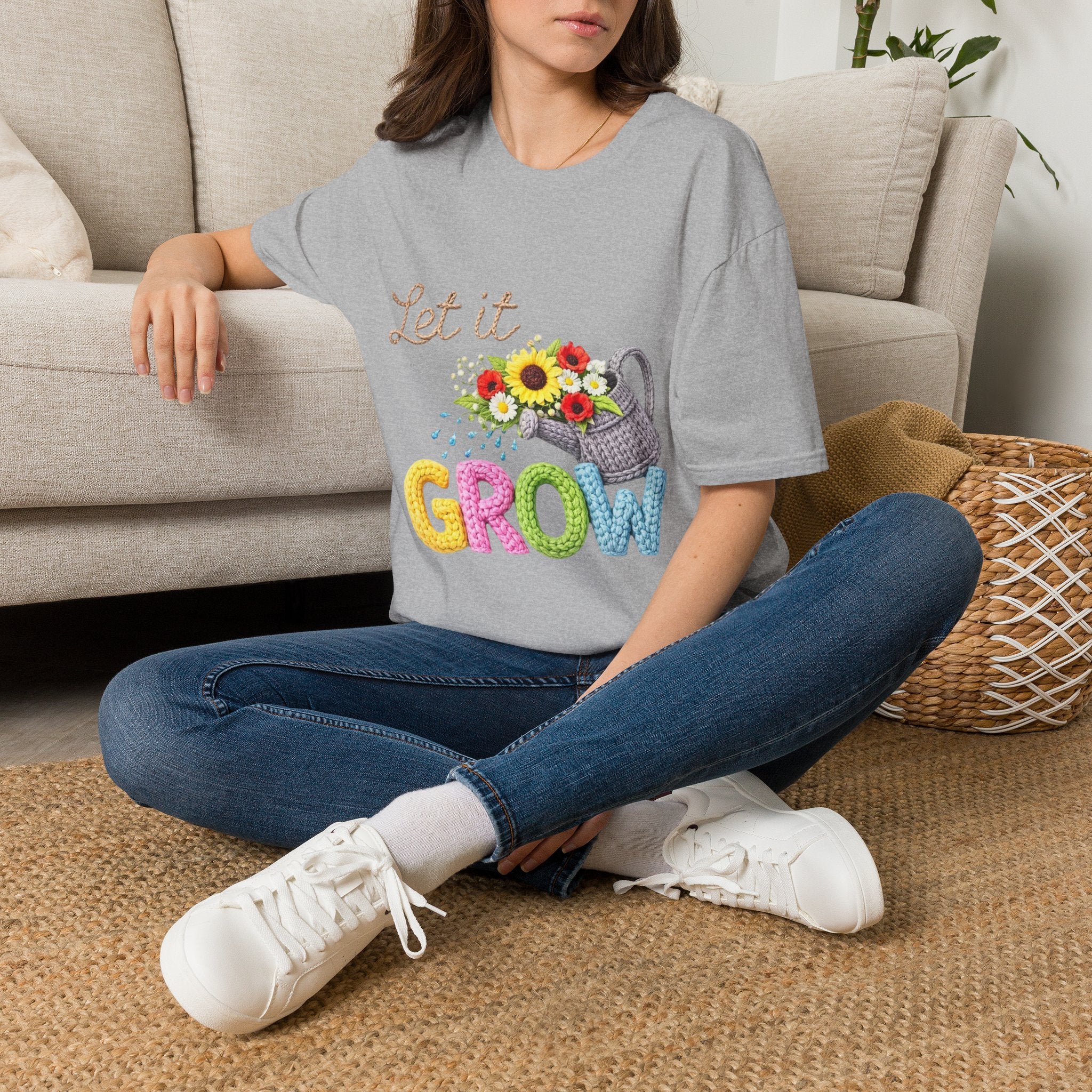 Let It Grow T-Shirt — Floral Watering Can Garden Tee