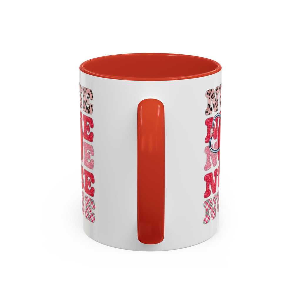 Nurse Stethoscope Bow Accent Coffee Mug — Cute Leopard & Plaid Healthcare Gift (11/15oz) Medical Christmas Mug