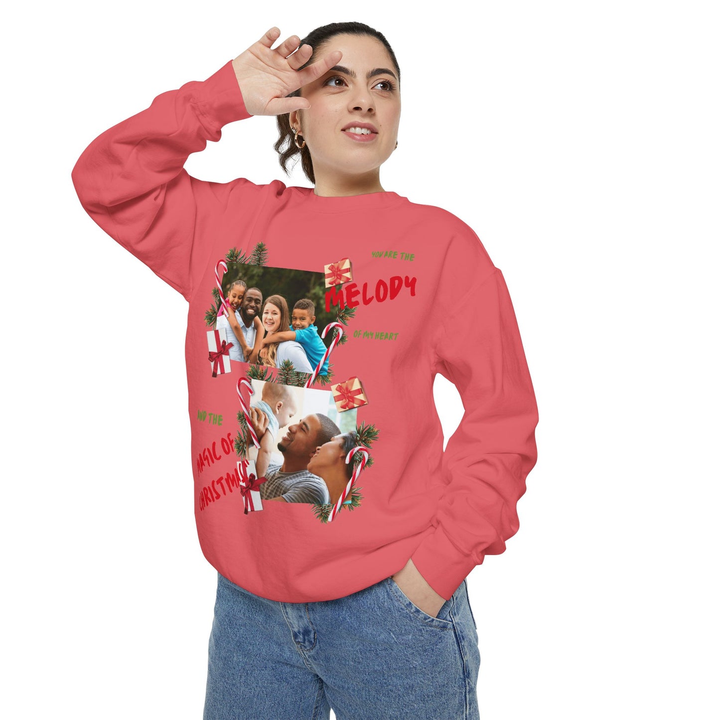 Personalized Christmas Photo Sweatshirt – “You Are the Melody” Holiday Crewneck