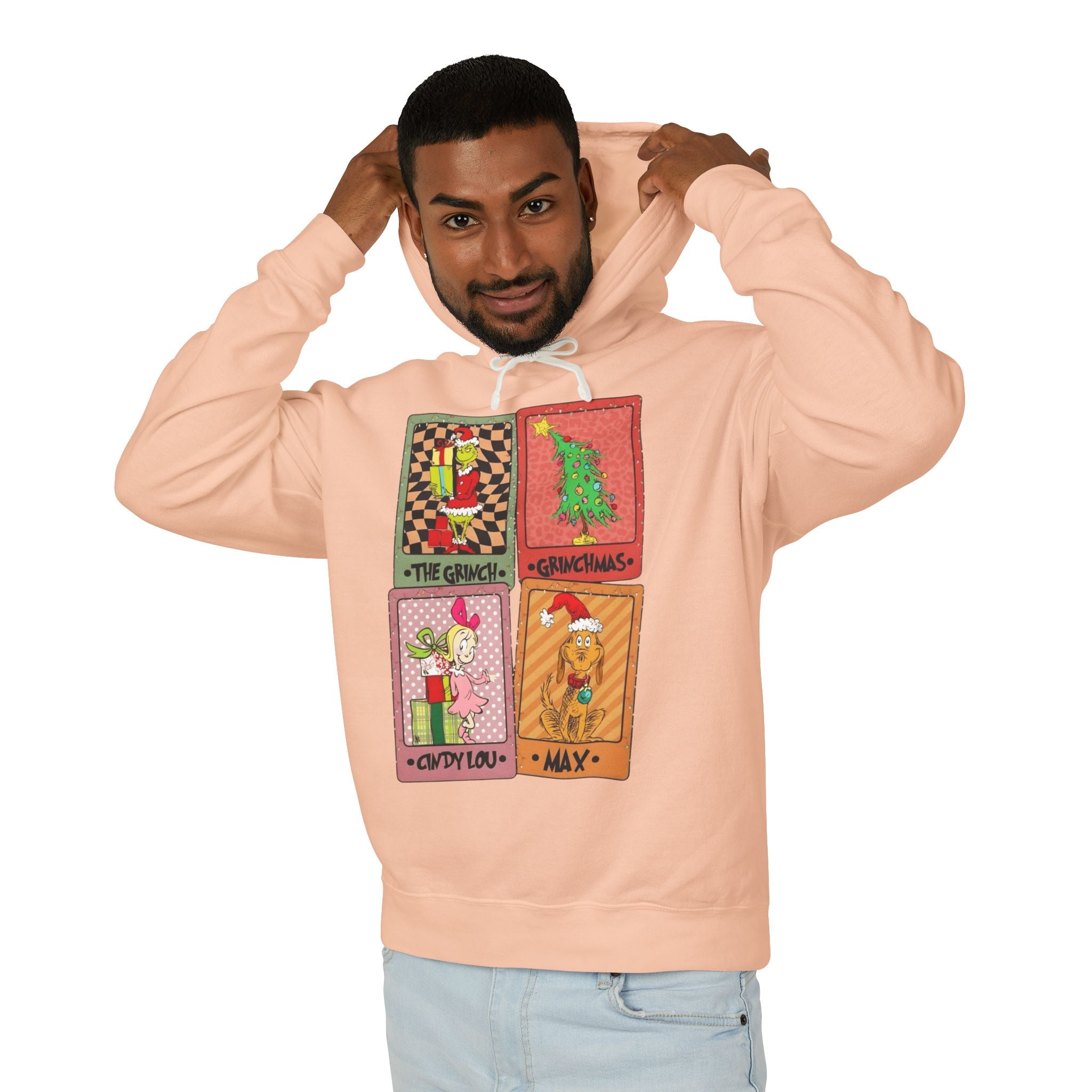Grinchy Holiday Hoodie  'The Grinch' Christmas Cards Vintage Patch Pullover Cartoon Christmas T-shirts and Sweaters