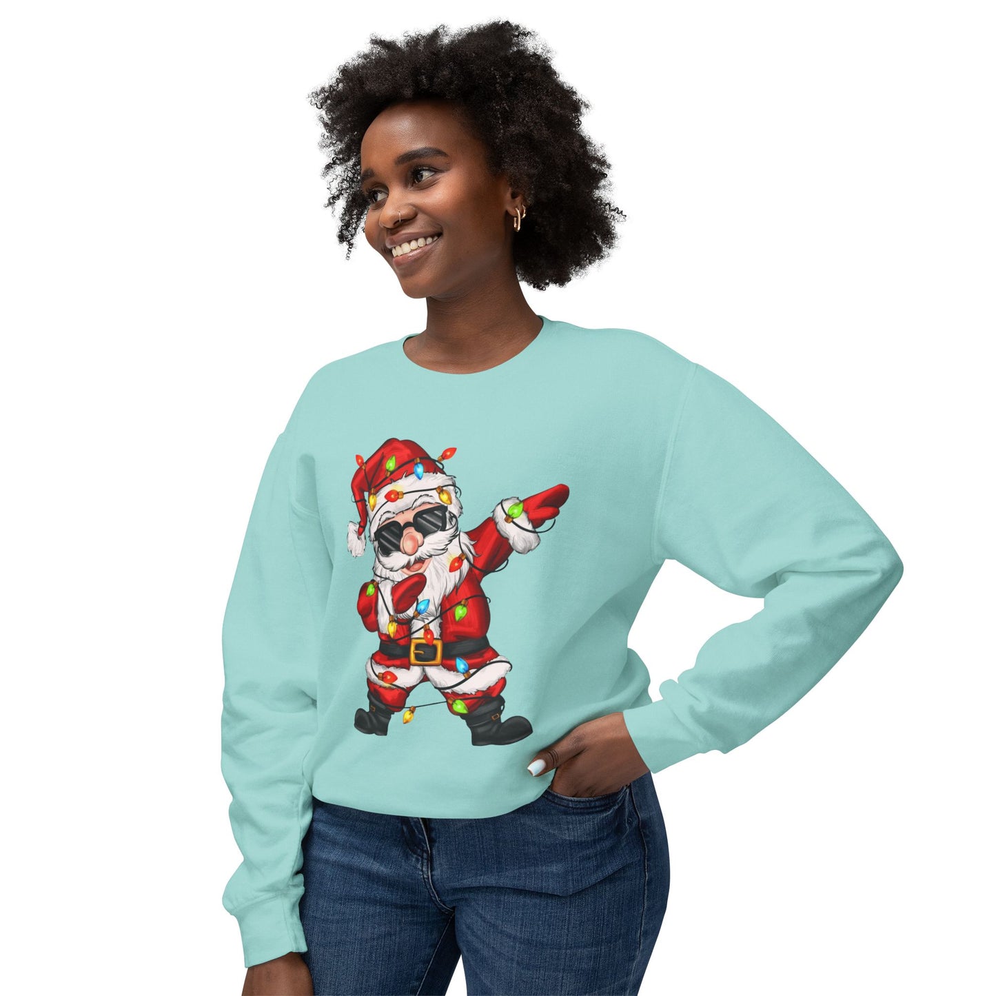 Funny Christmas tee Dabbing Santa Crewneck Sweatshirt  Funny Christmas Holiday Pullover