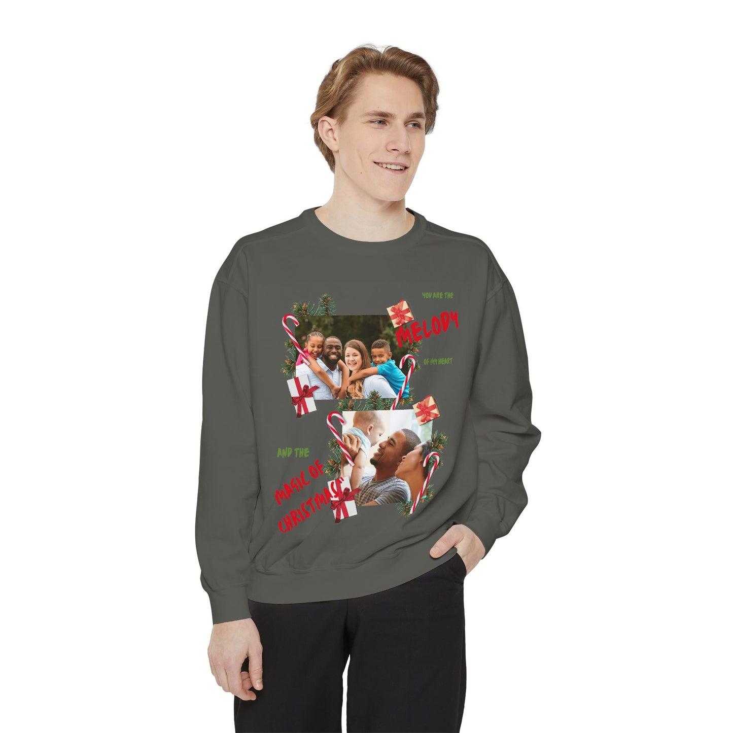 Personalized Christmas Photo Sweatshirt – “You Are the Melody” Holiday Crewneck