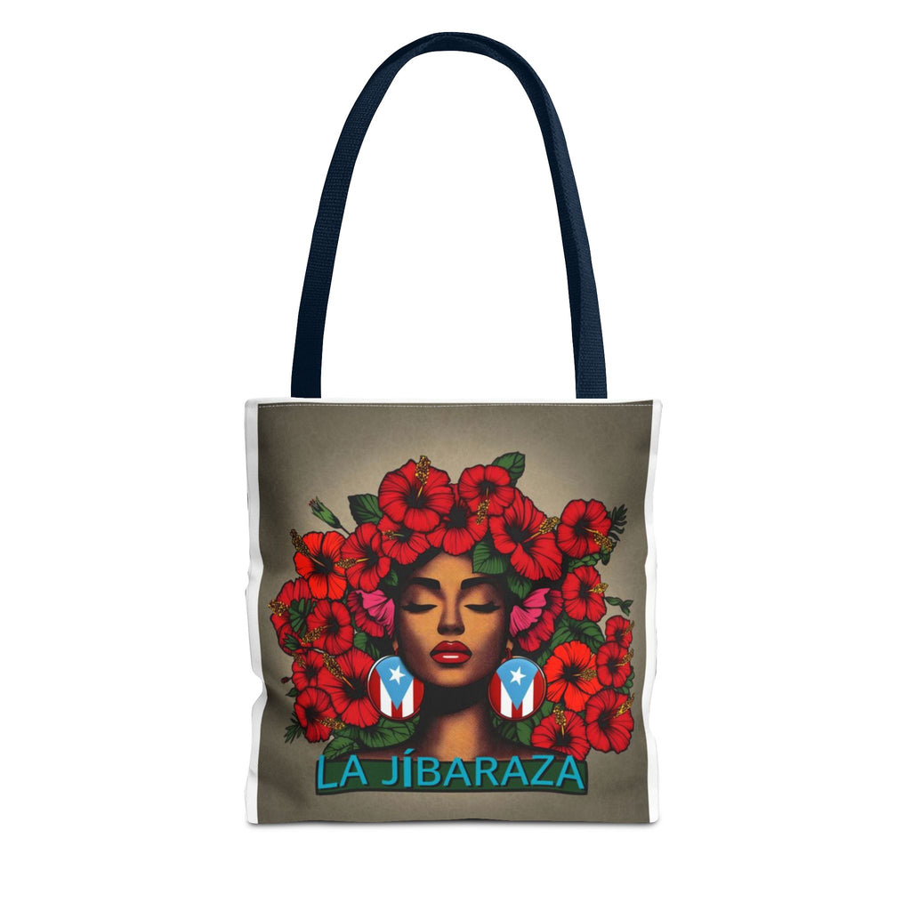 La Jíbara Tote Bag — Puerto Rican Floral Portrait Canvas Tote Puerto Rico Christmas Tote