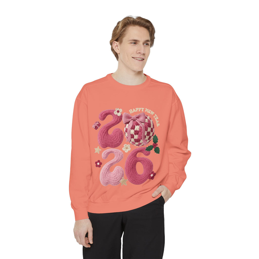 Happy New Year 2026 Sweater  Pink Festive Graphic Sweatshirt
