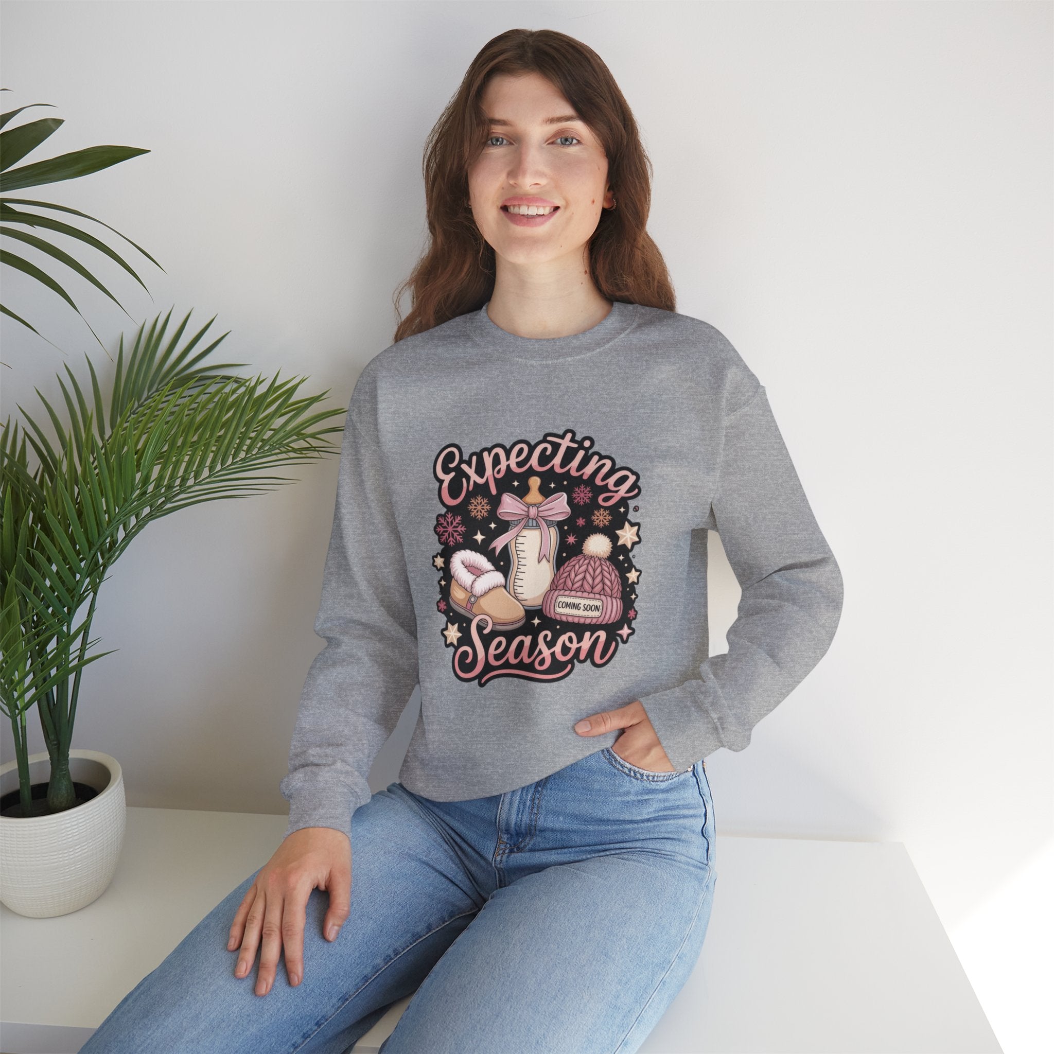 Expecting Season Sweatshirt  Cute Pregnancy Announcement Pullover Cartoon Christmas T-shirts and Sweaters