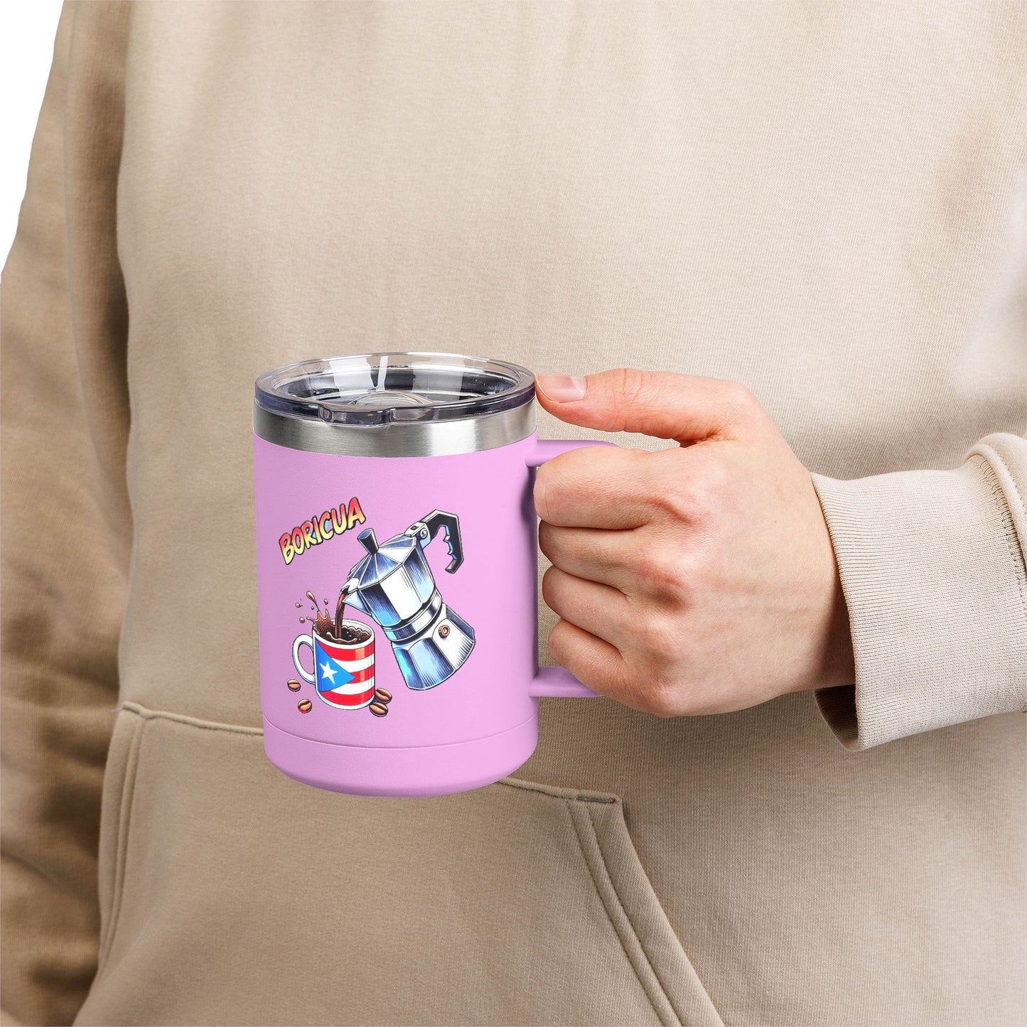 Puerto Rican Coffee Mug Tumbler, 15oz | Great Gift for Coffee Lovers, Unique Kitchen Decor, Perfect for Birthdays & Holidays