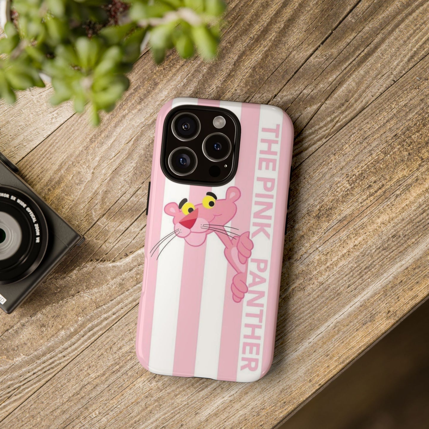Pink Panther Tough Case Retro Striped Phone Case with "The Pink Panther" Design