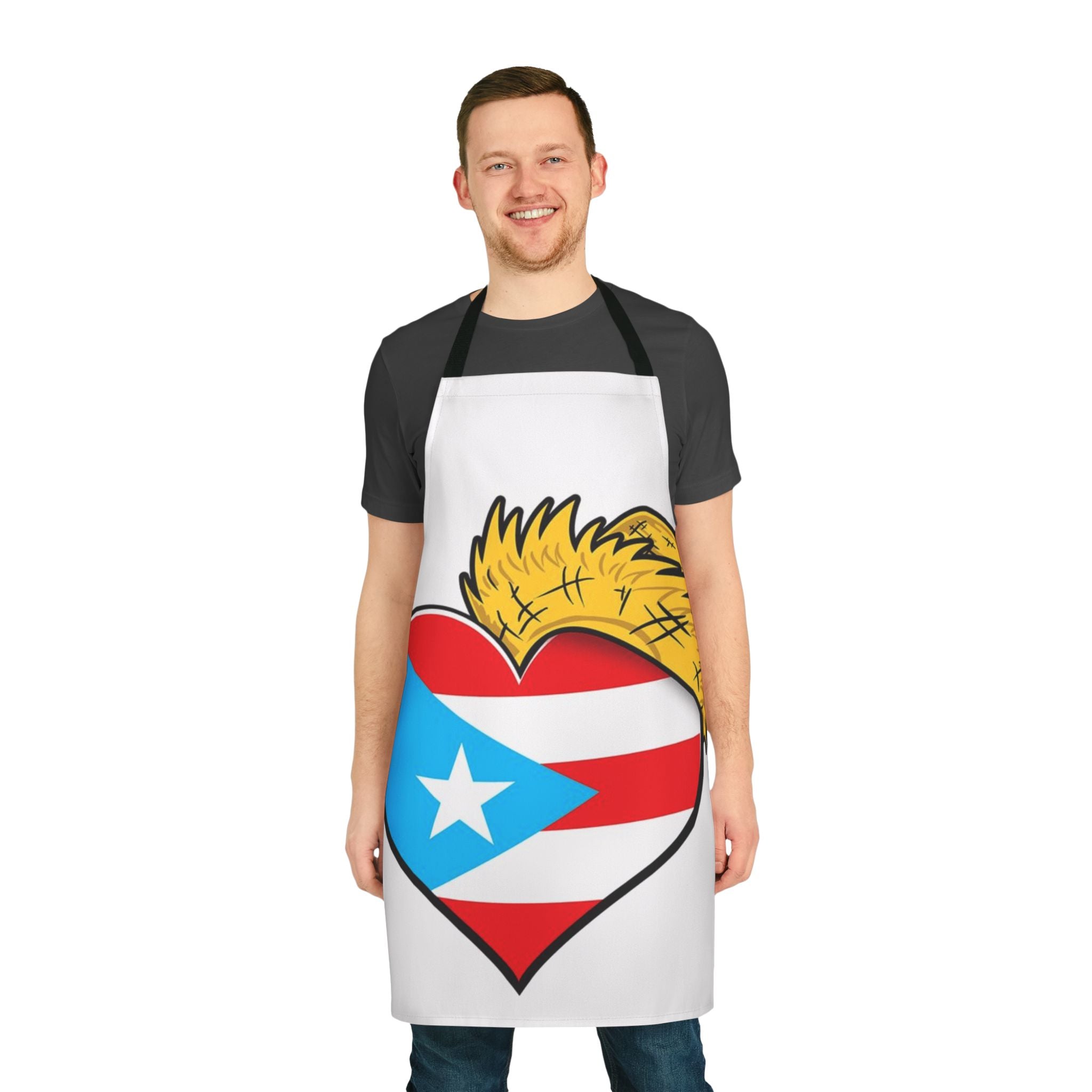 Puerto Rico Heart Flag Apron  Patriotic Cooking Gift Boricua Humor Cooking Apron | Puerto Rico Pride Gift