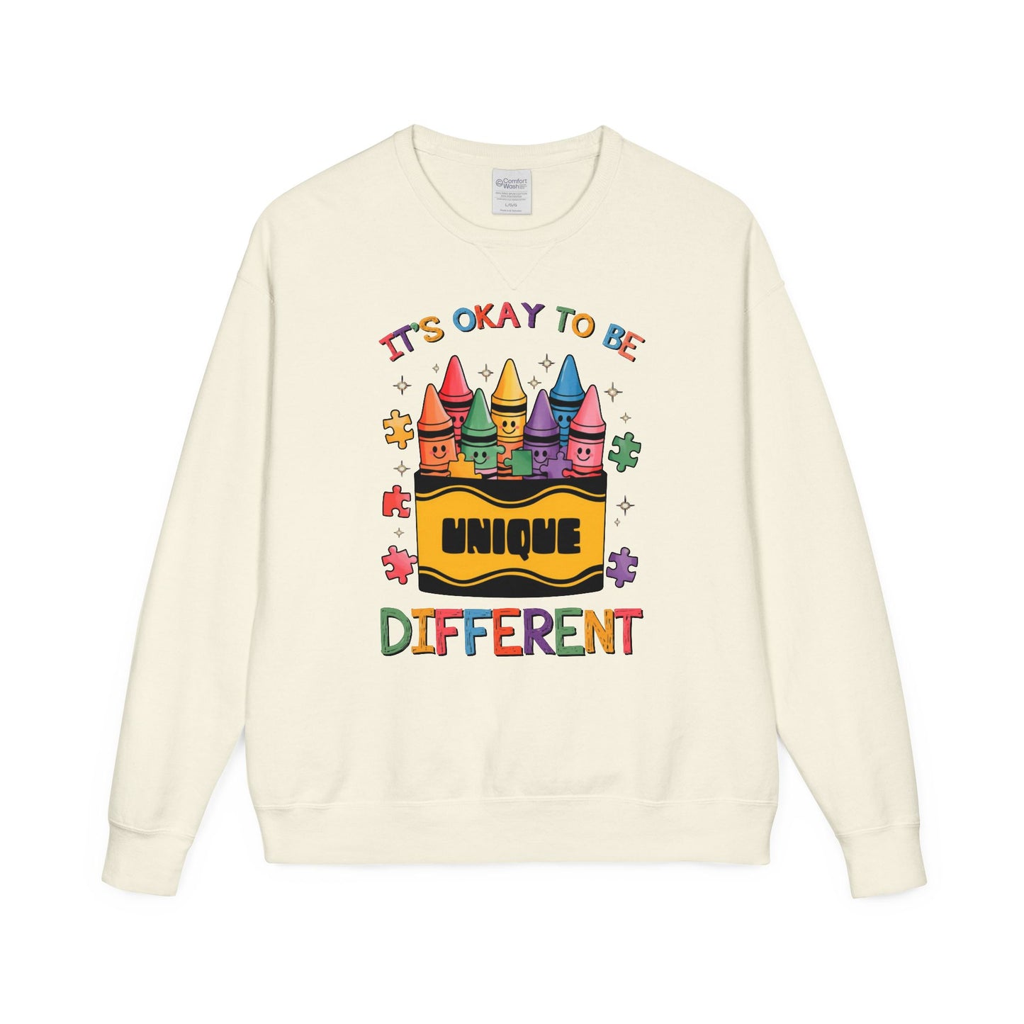 Autism Awareness & Pride Collection Unique & Different Crewneck Sweatshirt - Unisex ComfortWash®