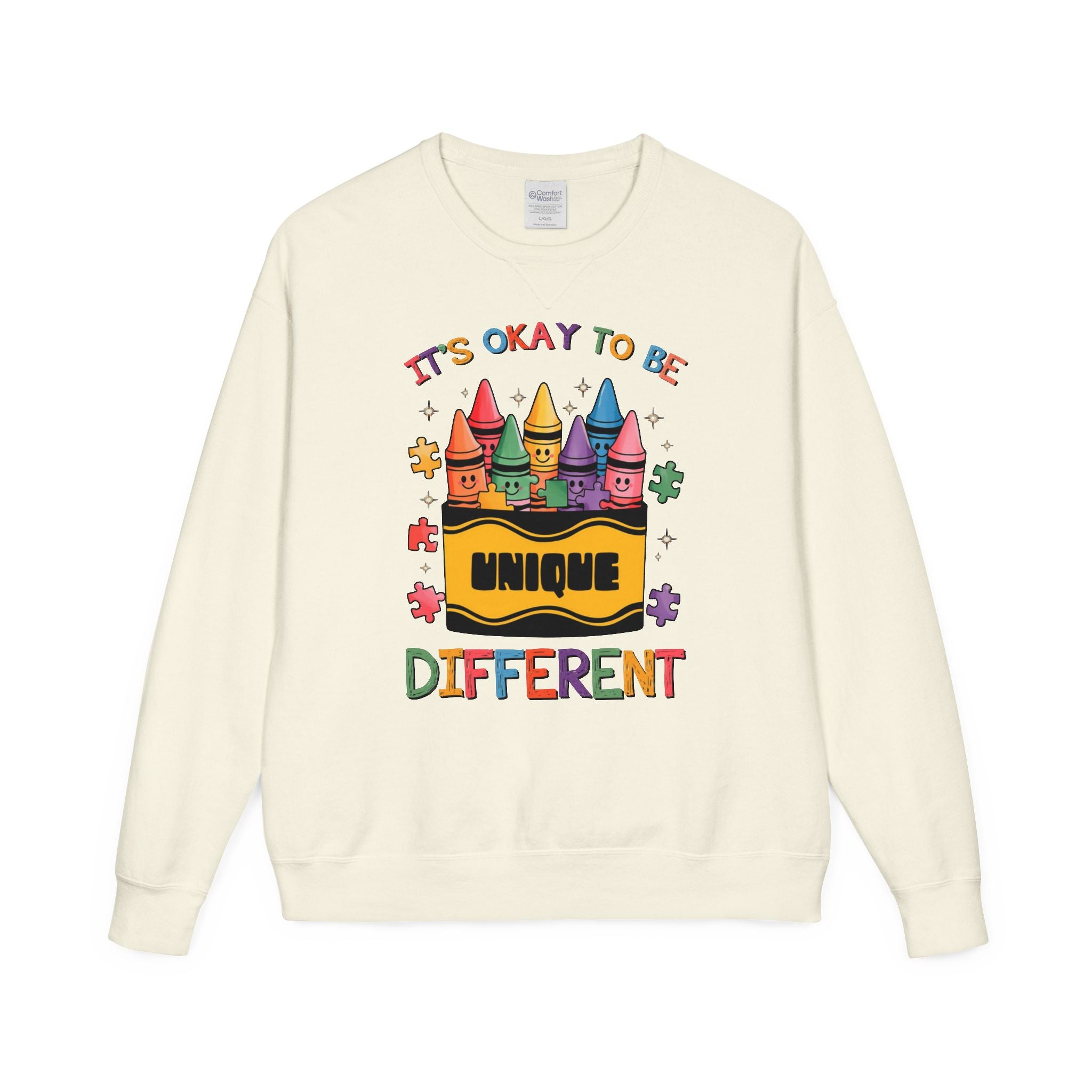 Autism Awareness & Pride Collection Unique & Different Crewneck Sweatshirt - Unisex ComfortWash®