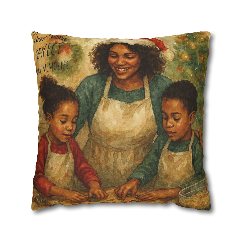 Holiday Baking Family Pillowcase — Square Decorative Throw Pillow