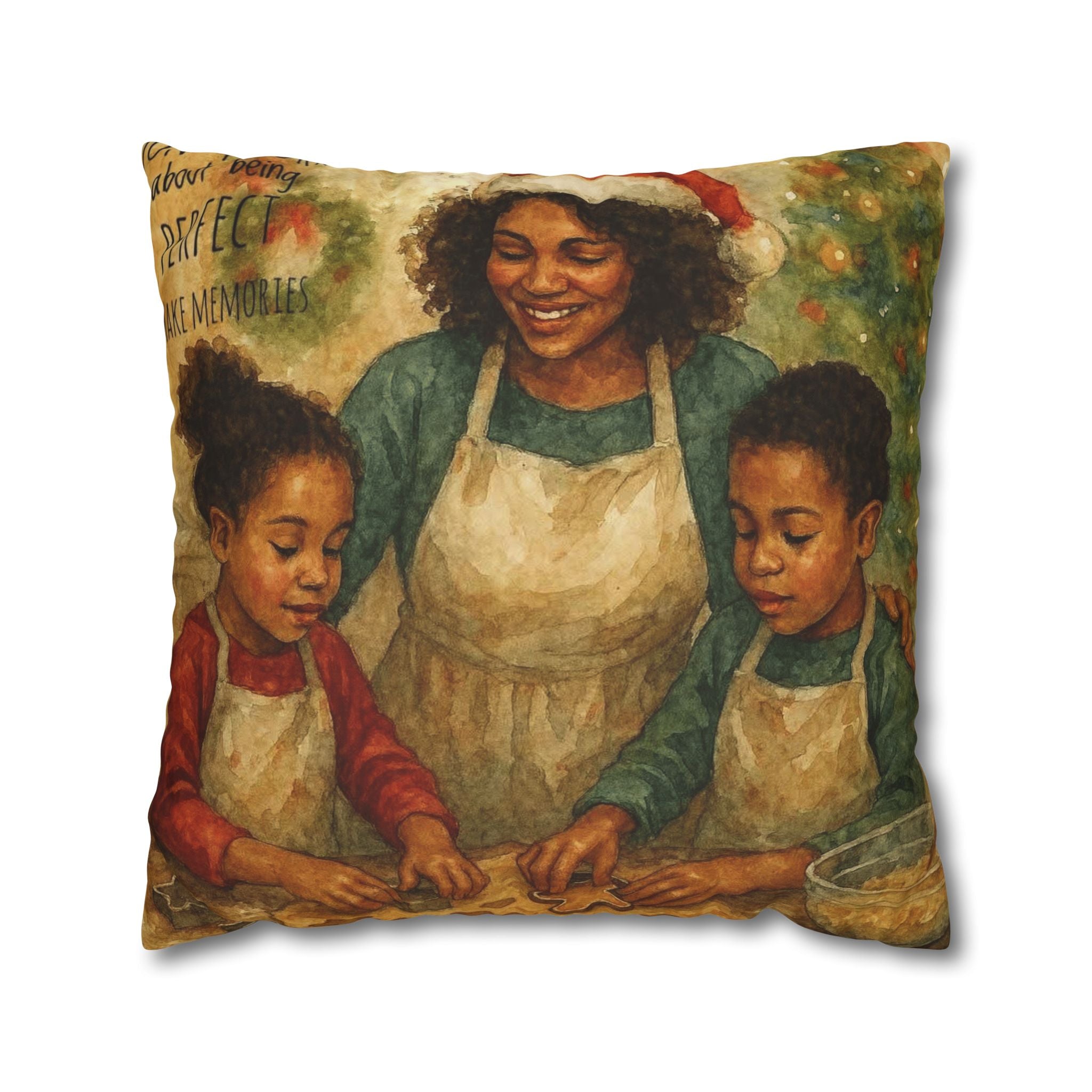 Holiday Baking Family Pillowcase — Square Decorative Throw Pillow