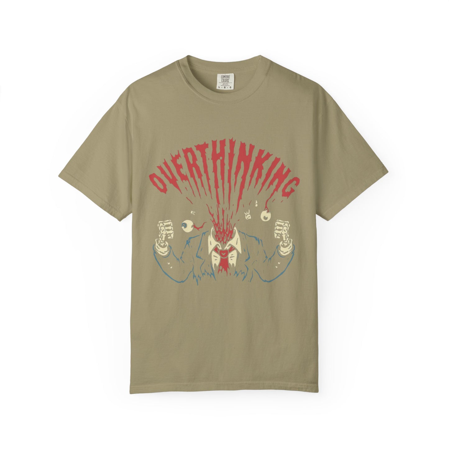 Mentally on Vacation Overthinking Garment-Dyed Unisex T-Shirt, Casual Wear, Gift for Anxiety Awareness, Self-Care Apparel, Unique Graphic Tee