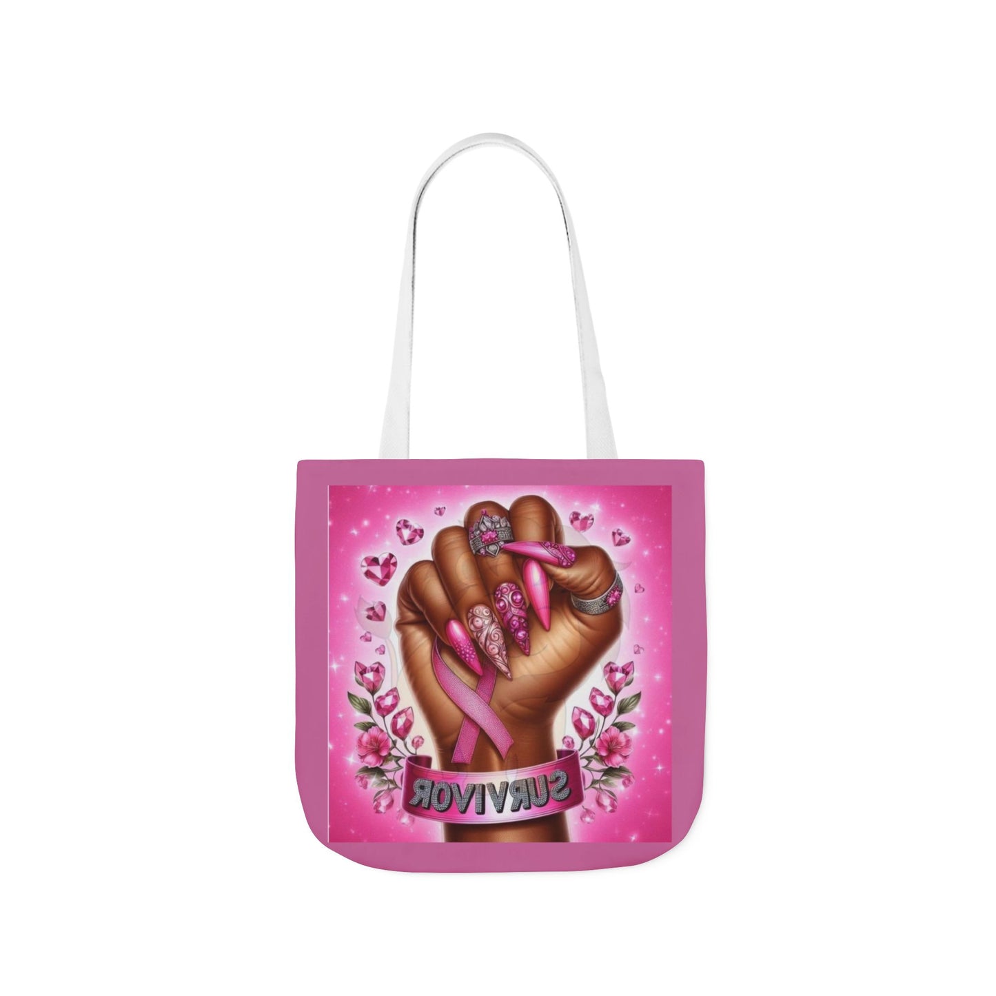 Breast Cancer Survivor Tote Bag  Pink Ribbon Empowerment Canvas Tote