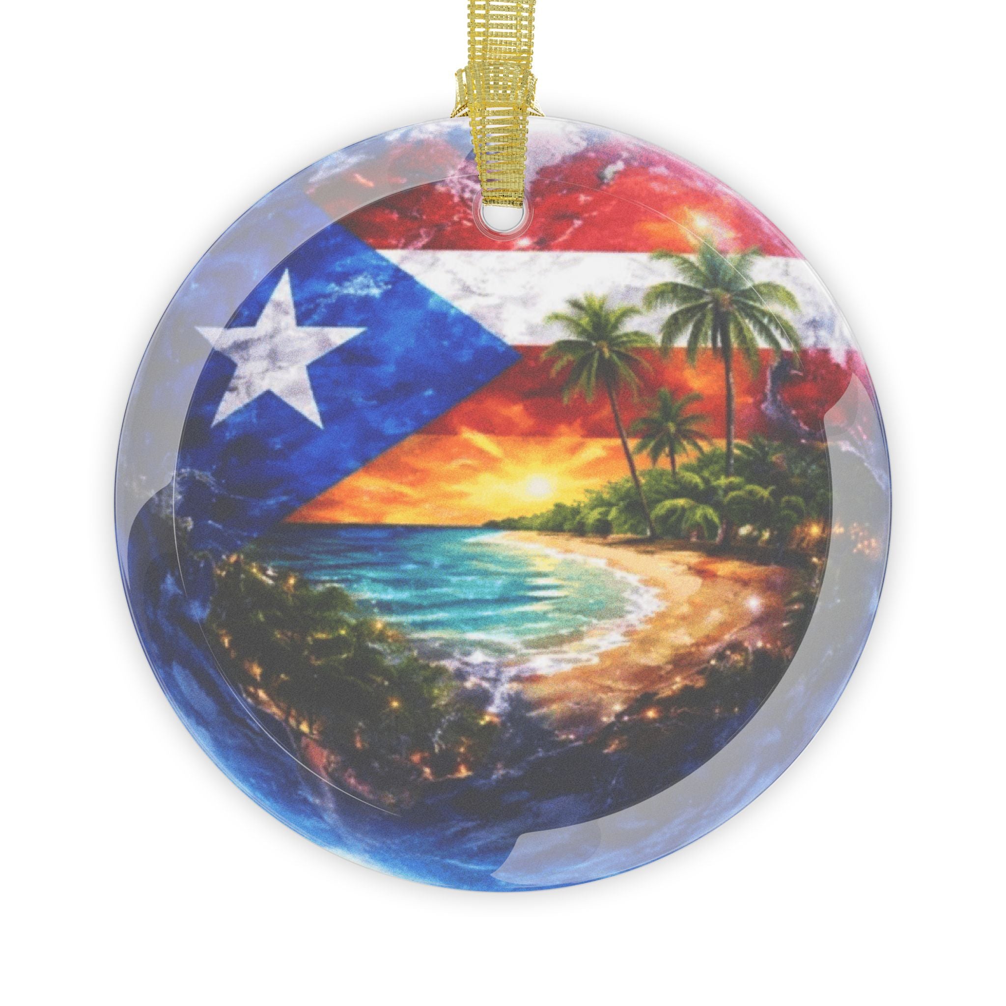 Boricua Pride Glass Ornament – Puerto Rico Island Decor Gift