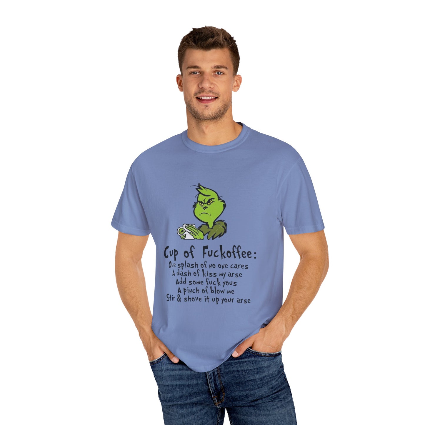 Holiday Graphic Tees  Cozy Festive Wear Funny Grinch-Inspired Unisex T-Shirt Cup of Fuckoffee