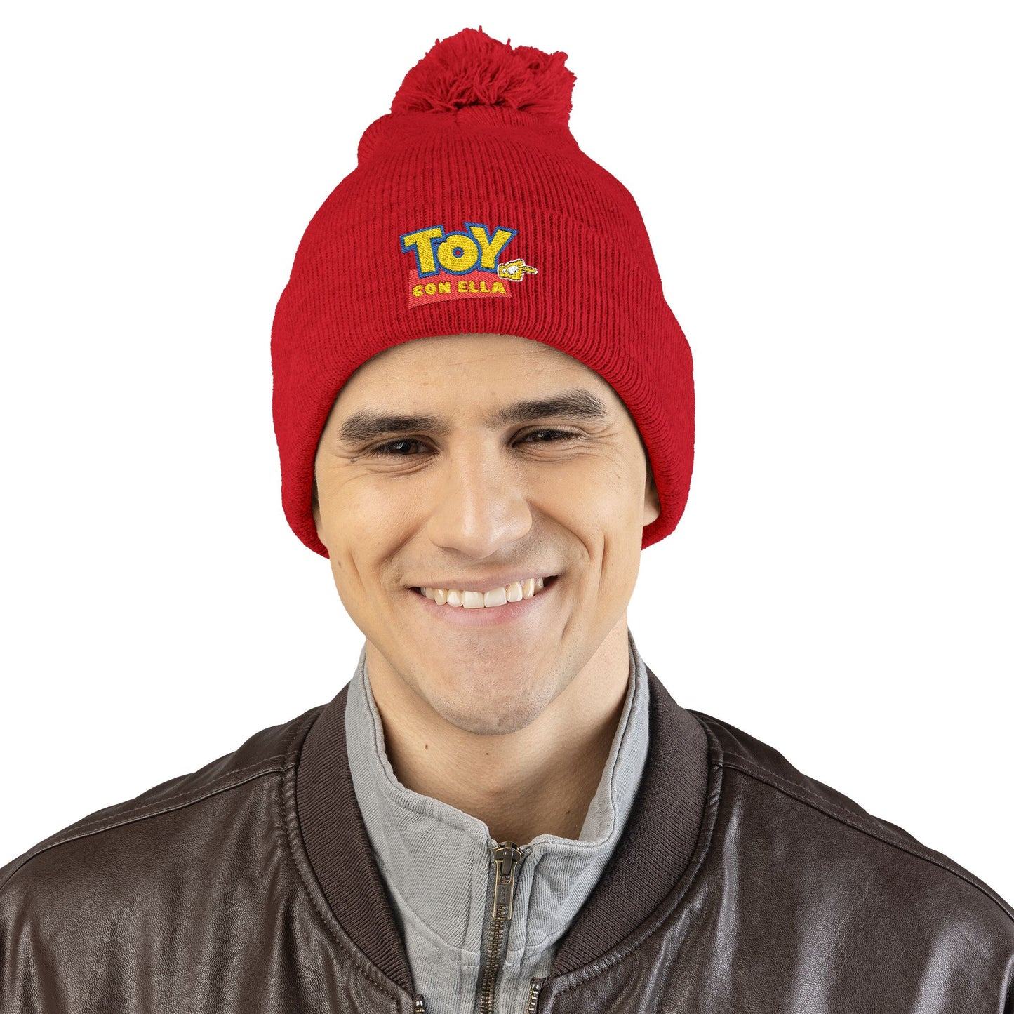 Toy Story Embroidered Pom-Pom Knit Cap Humor Cuffed Beanie – Warm, Soft & Sassy Winter Hat