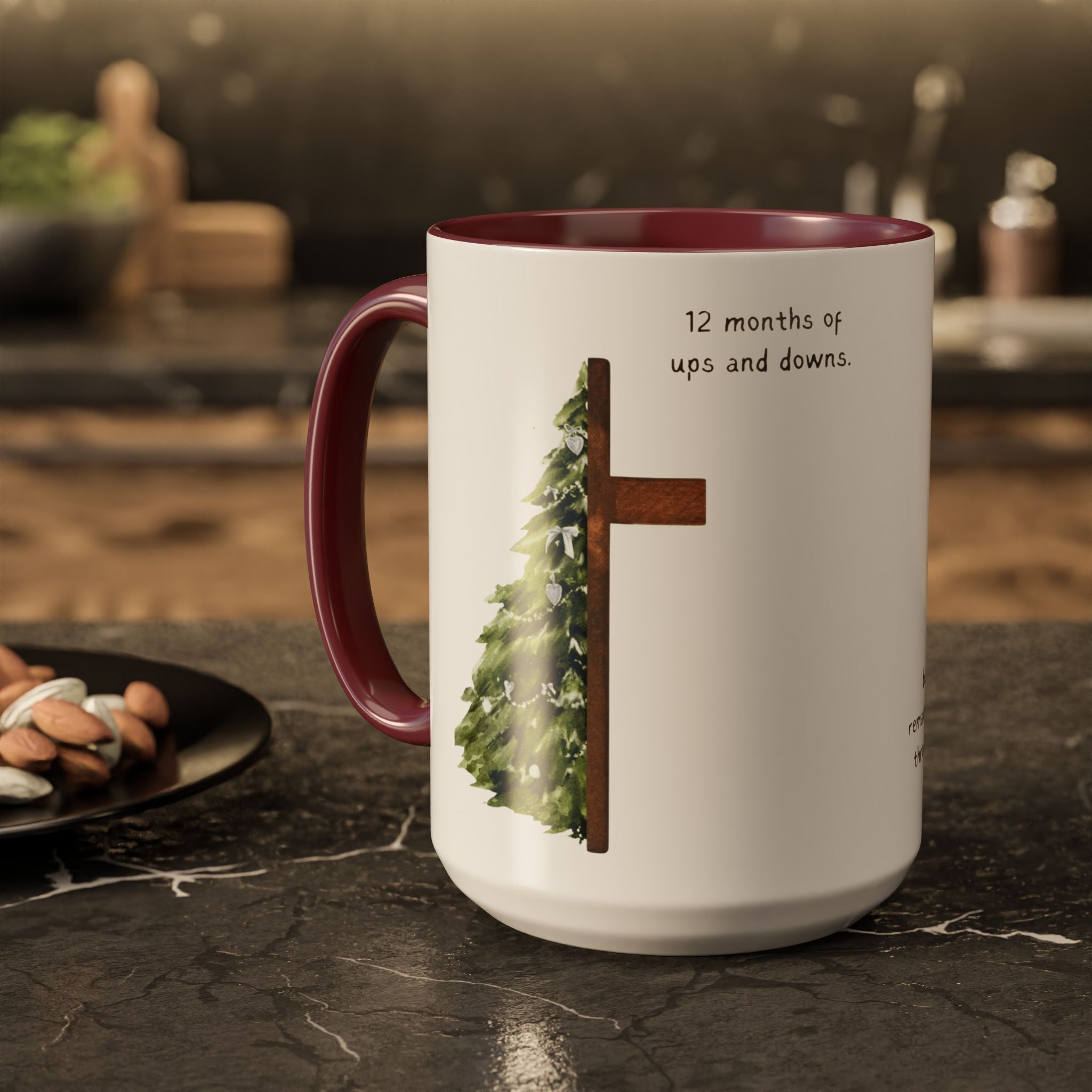 Christian Cross & Pine Tree Mug — Faith Reminder Coffee Cup (11oz/15oz)