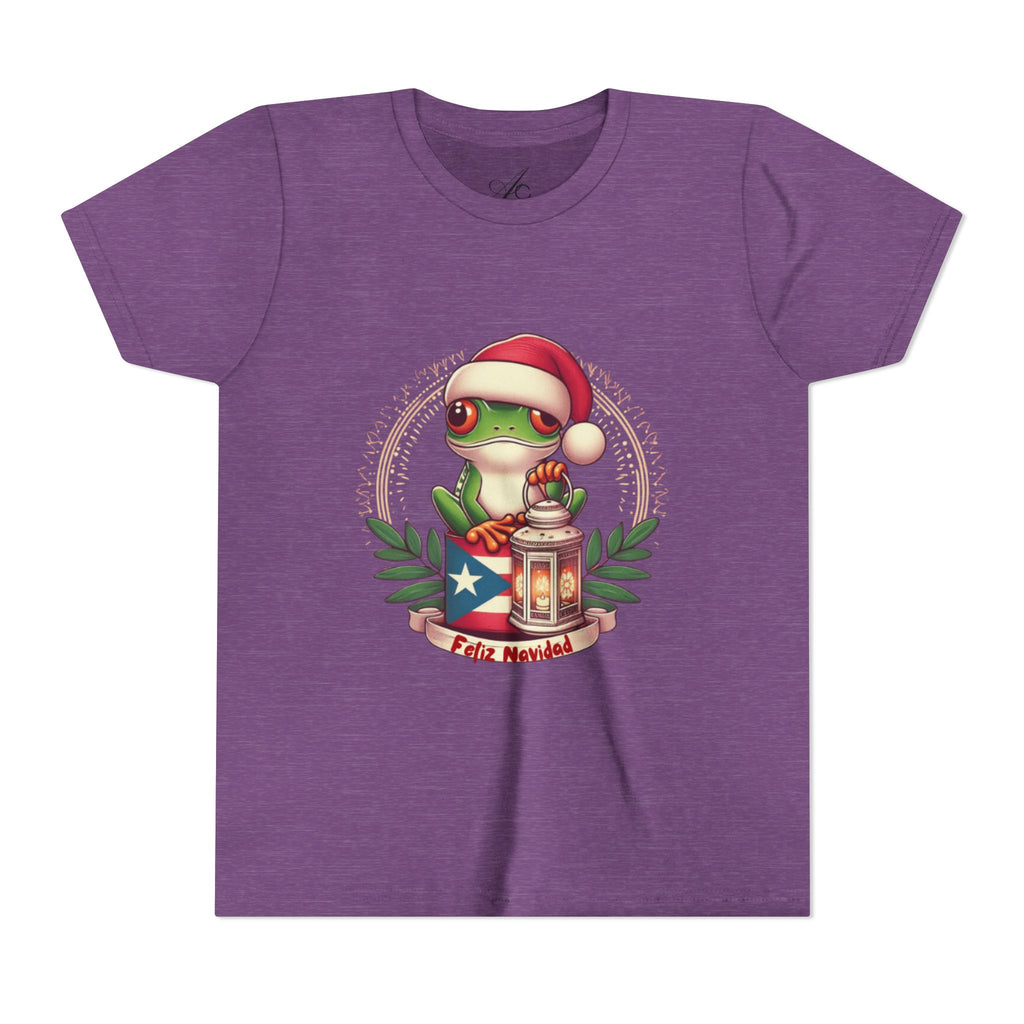 Kids Tee Cute Frog with Puerto Rican Flag & Lantern (Feliz Navidad)