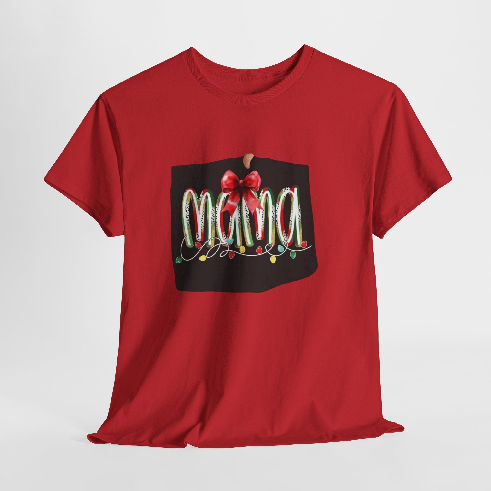 Festive Mama Tee, Cozy Holiday Shirt, Gift for Mom, Christmas T-Shirt, Unisex Cotton Tee