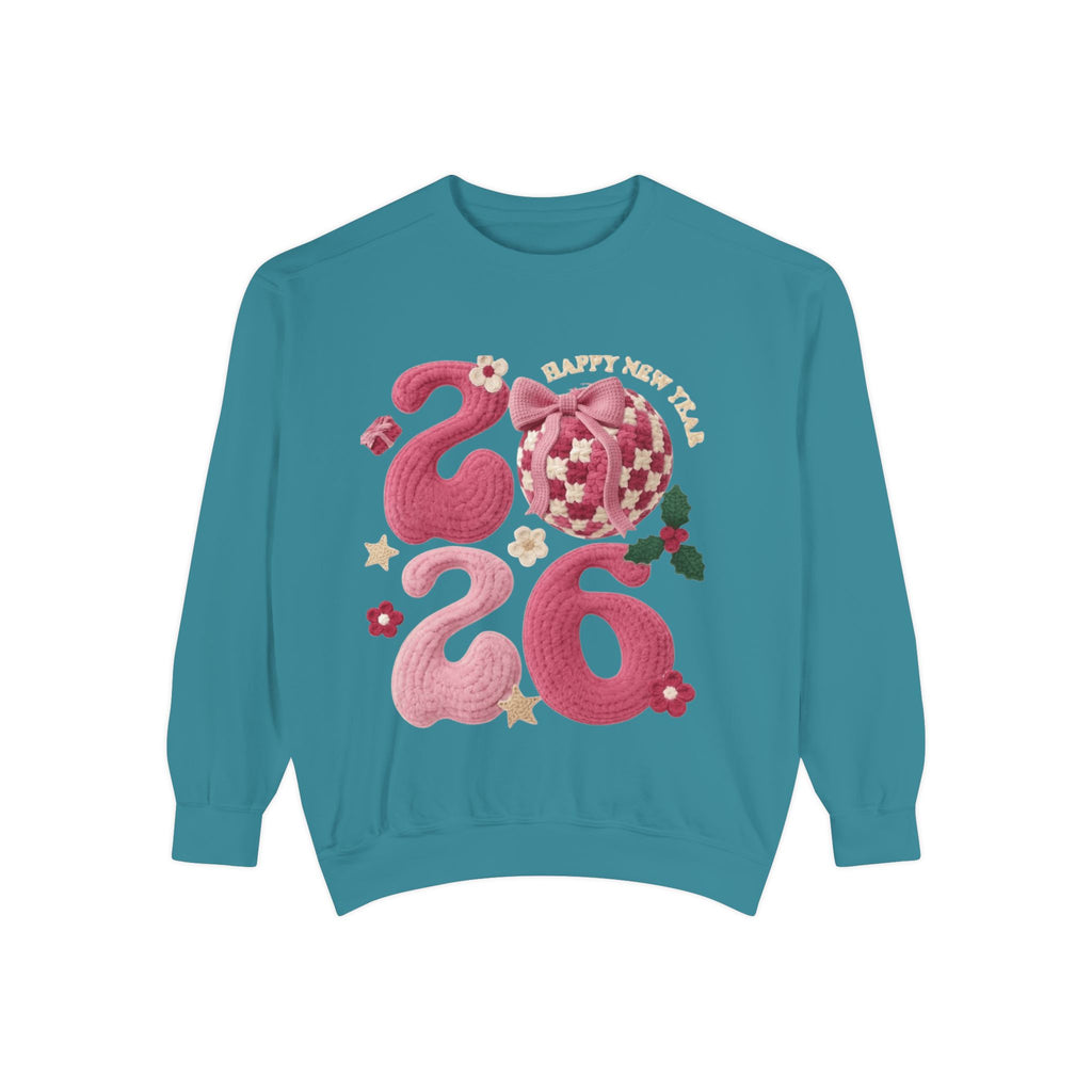Happy New Year 2026 Sweater  Pink Festive Graphic Sweatshirt