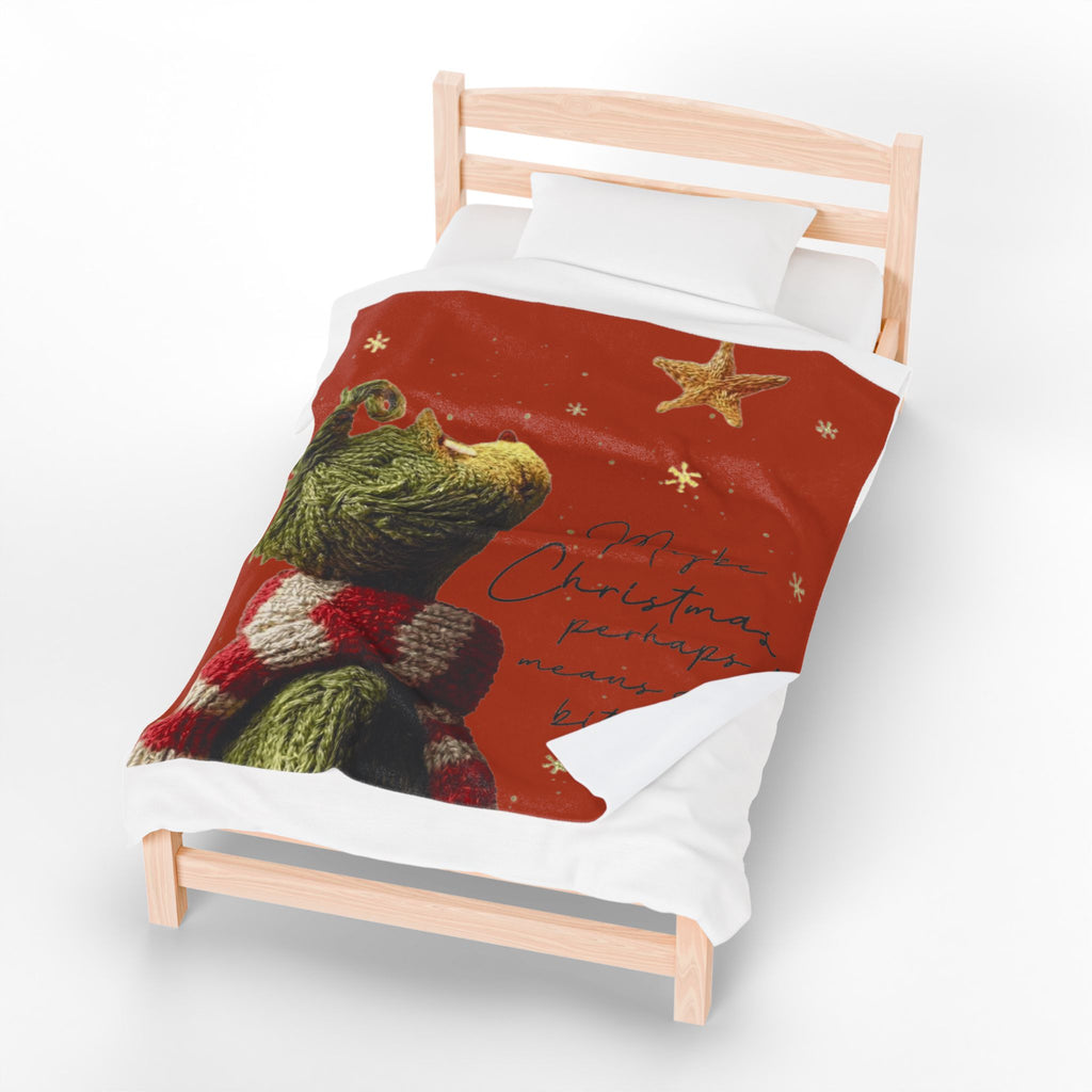 Christmas Plush Blanket  'Maybe Christmas, perhaps, means a little bit more' Cozy Holiday Throw