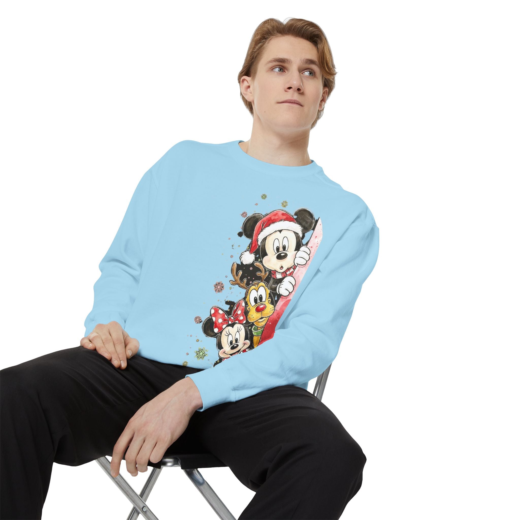 Christmas Disney Characters Sweatshirt  Mickey, Minnie & Pluto Holiday Crew Cartoon Christmas T-shirts and Sweaters
