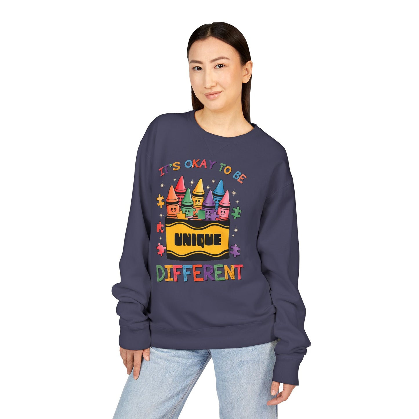 Autism Awareness & Pride Collection Unique & Different Crewneck Sweatshirt - Unisex ComfortWash®