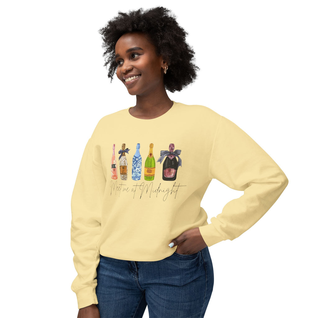 Champagne Bottles Crewneck Sweatshirt  Celebratory Bubbly Graphic
