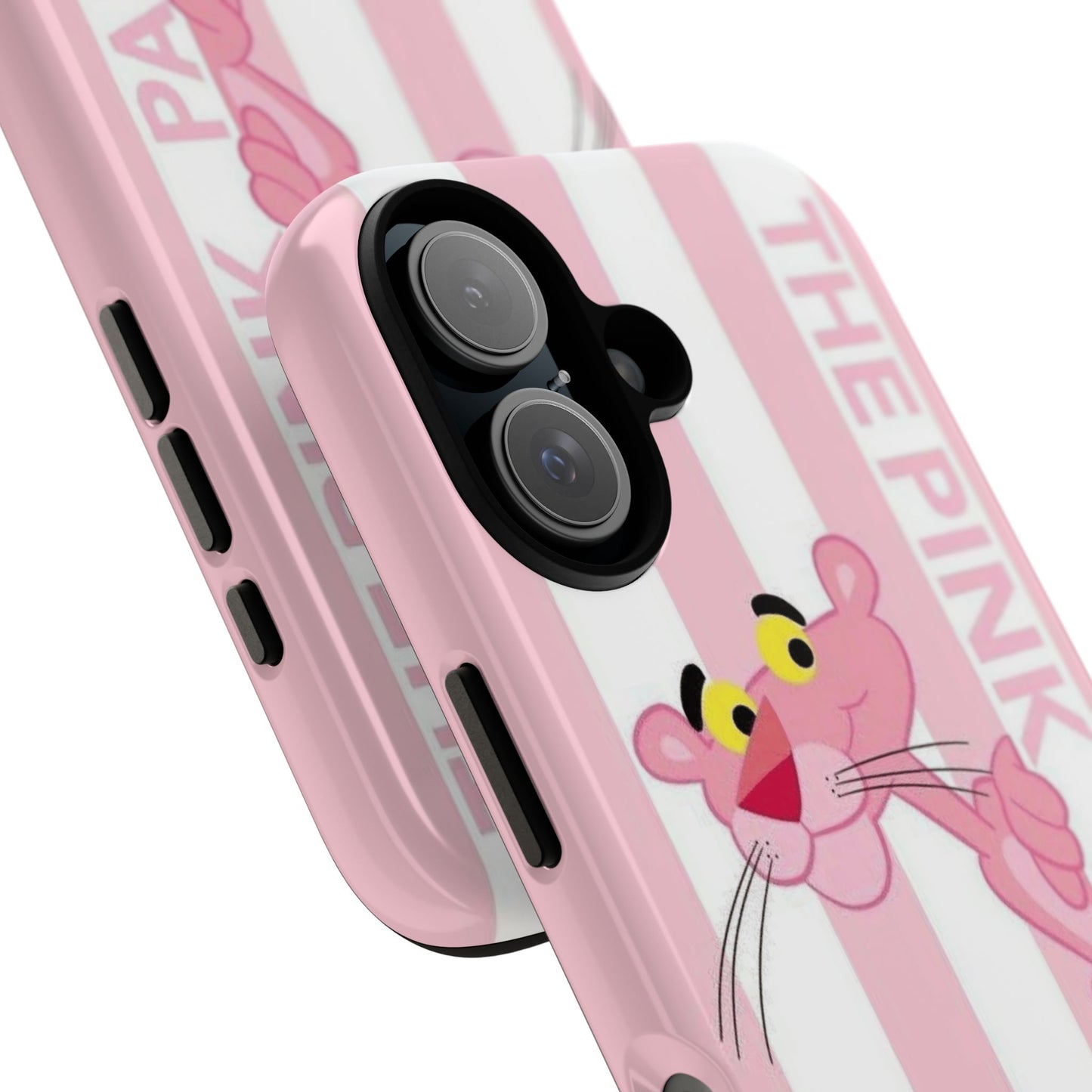 Pink Panther Tough Case Retro Striped Phone Case with "The Pink Panther" Design