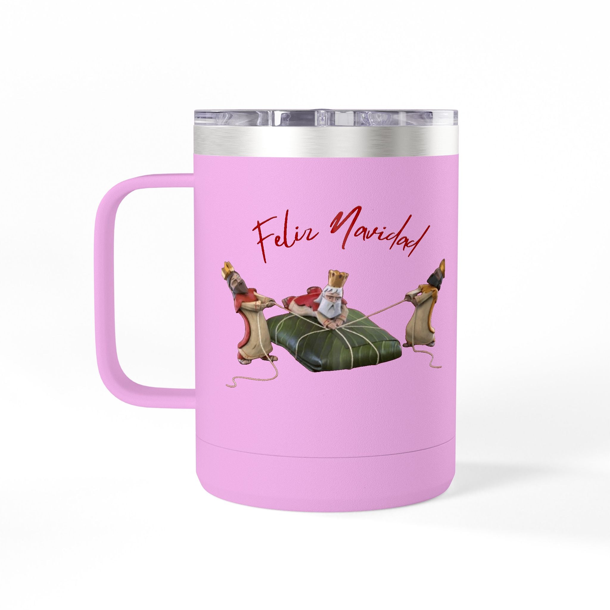 3 KINGS Holiday Travel Tumbler — 'Feliz Navidad' Dachshund Santa Design Coffee Cup for Fun Celebrations