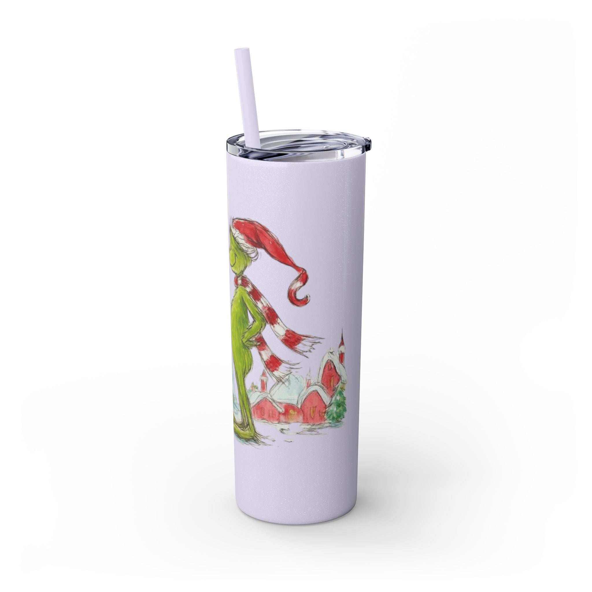 Grinch Christmas Skinny Tumbler with Straw — Dr. Seuss Holiday Quote Design, 20oz Christmas Mugs Collection