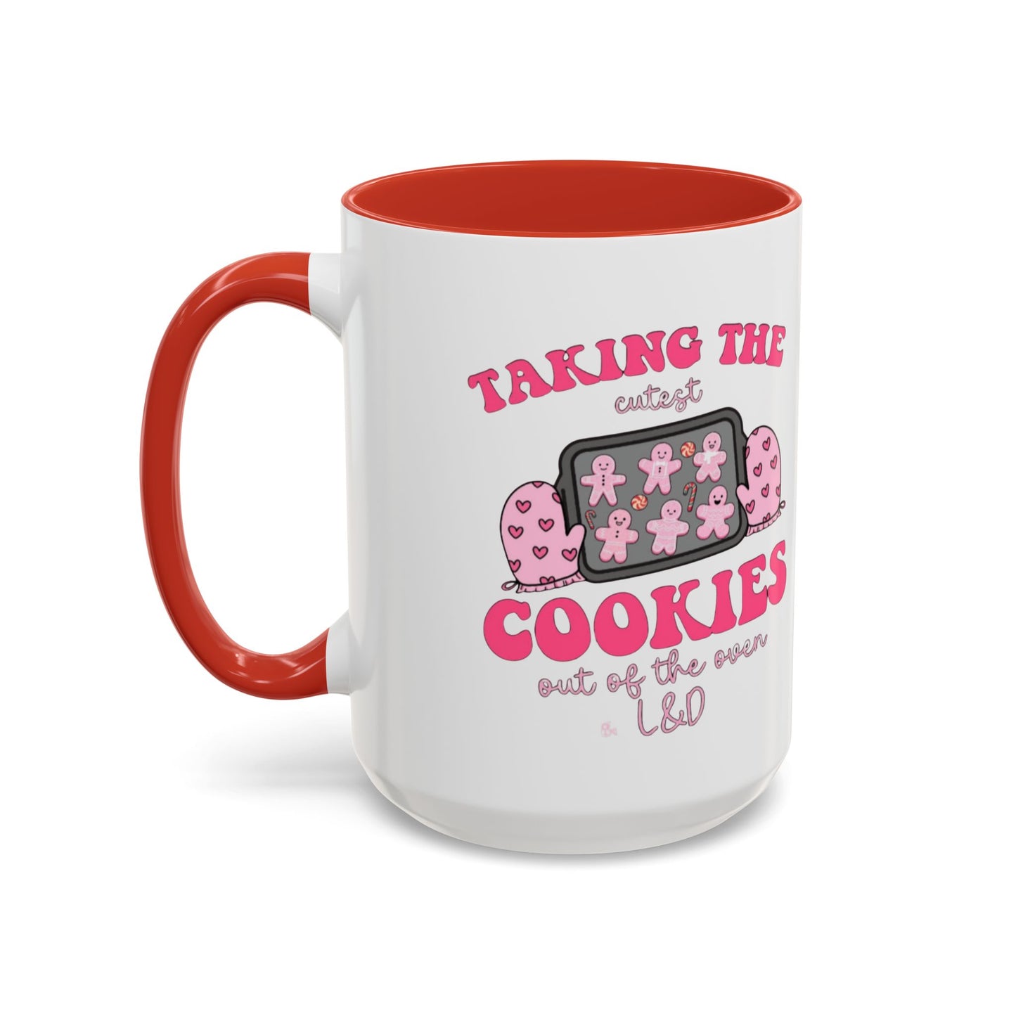 Accent Coffee Mug — "Taking the Cookies" Cute Pink Baking Design Coffee Cup for Fun Celebrations