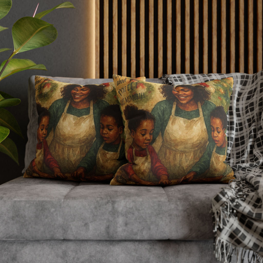 Holiday Baking Family Pillowcase — Square Decorative Throw Pillow