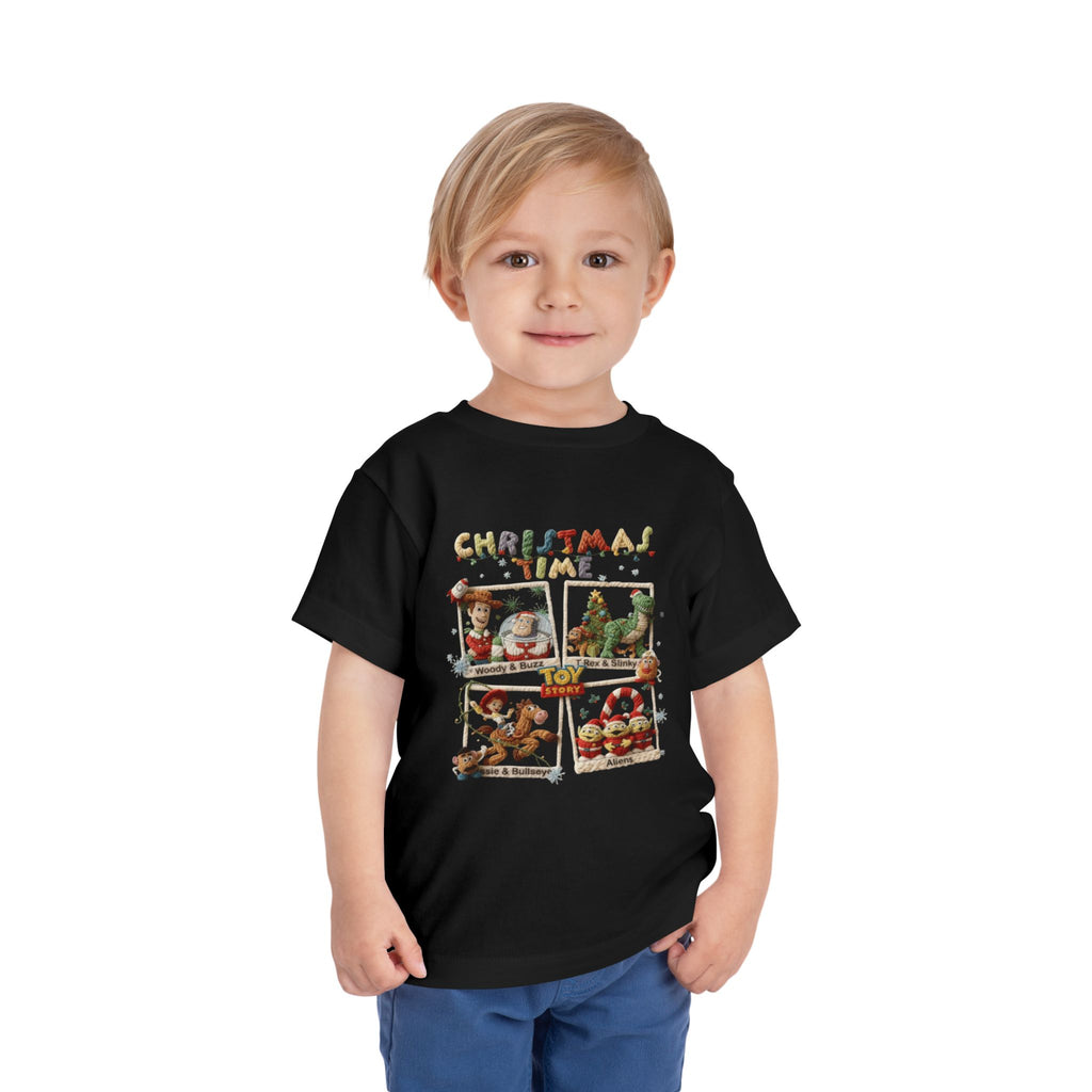 Christmas Time Toddler Tee  Cute Holiday Toy & Santa Print