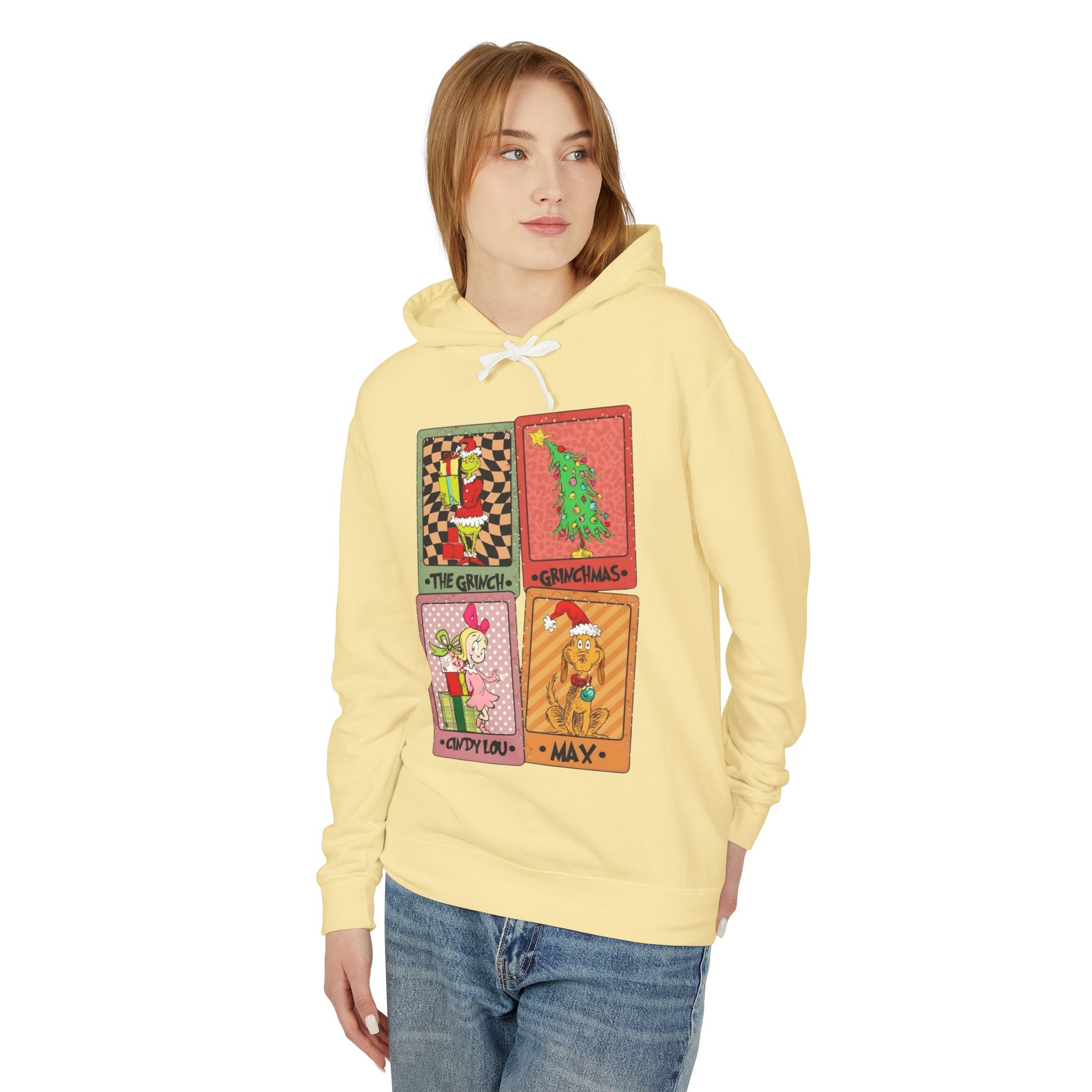 Grinchy Holiday Hoodie  'The Grinch' Christmas Cards Vintage Patch Pullover Cartoon Christmas T-shirts and Sweaters