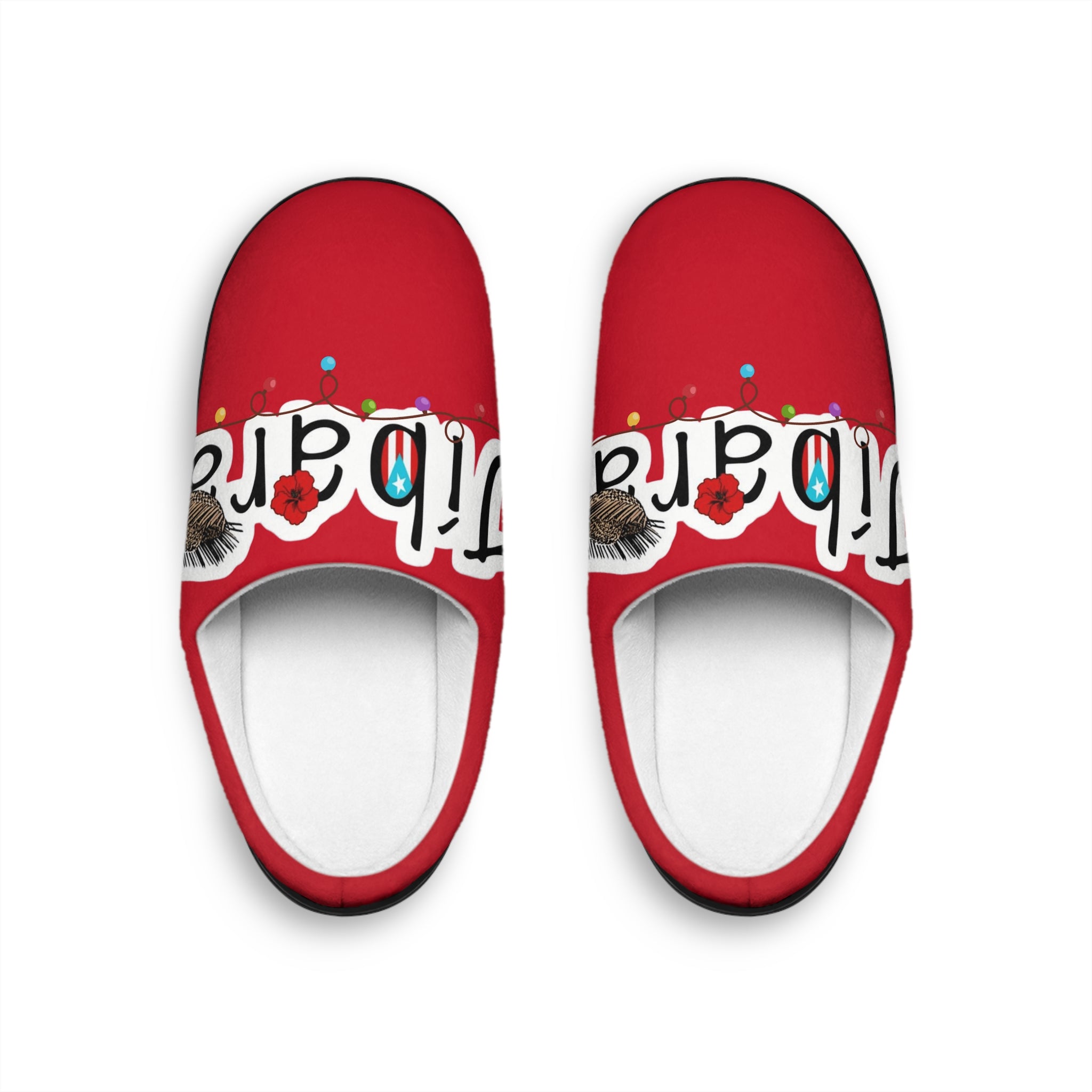 Boricua Jibara Christmas  Women's Indoor Slippers — 'Jingle' Holiday Cozy Slip-Ons