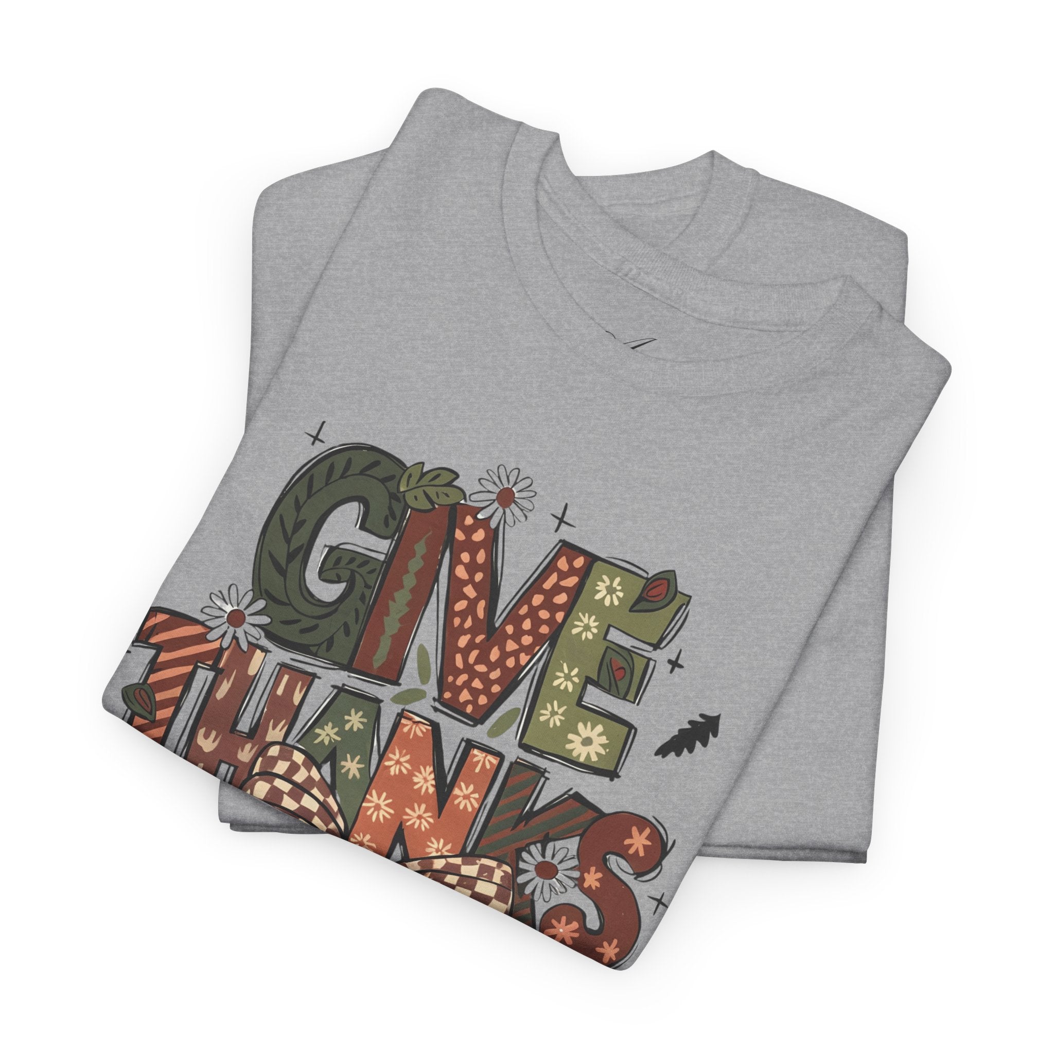Give Thanks Tee Thanksgiving Graphic T-Shirt with Rustic Bow Design