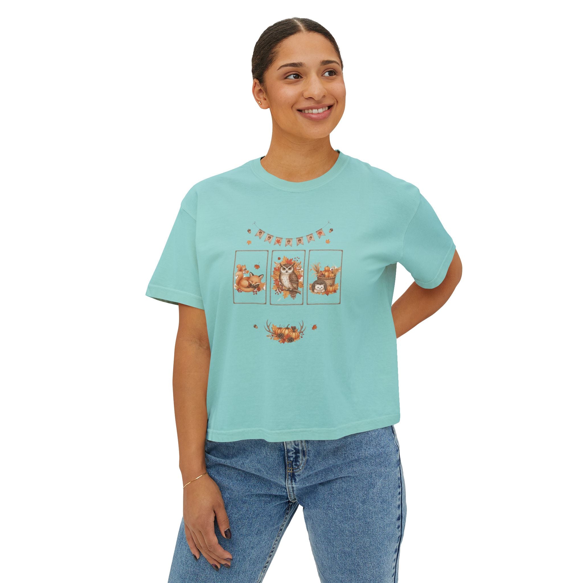 Autumn Vibes Women's Boxy Tee - Cozy Seasonal Apparel, Perfect for Fall Celebrations, Casual Style, Gift for Her, Cute Graphic Top