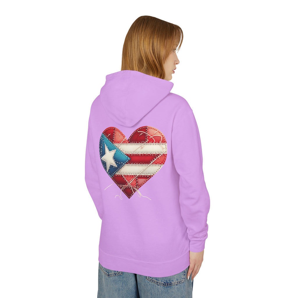 Jíbara Hoodie — Puerto Rican Heart Flag Lightweight Hooded Sweatshirt