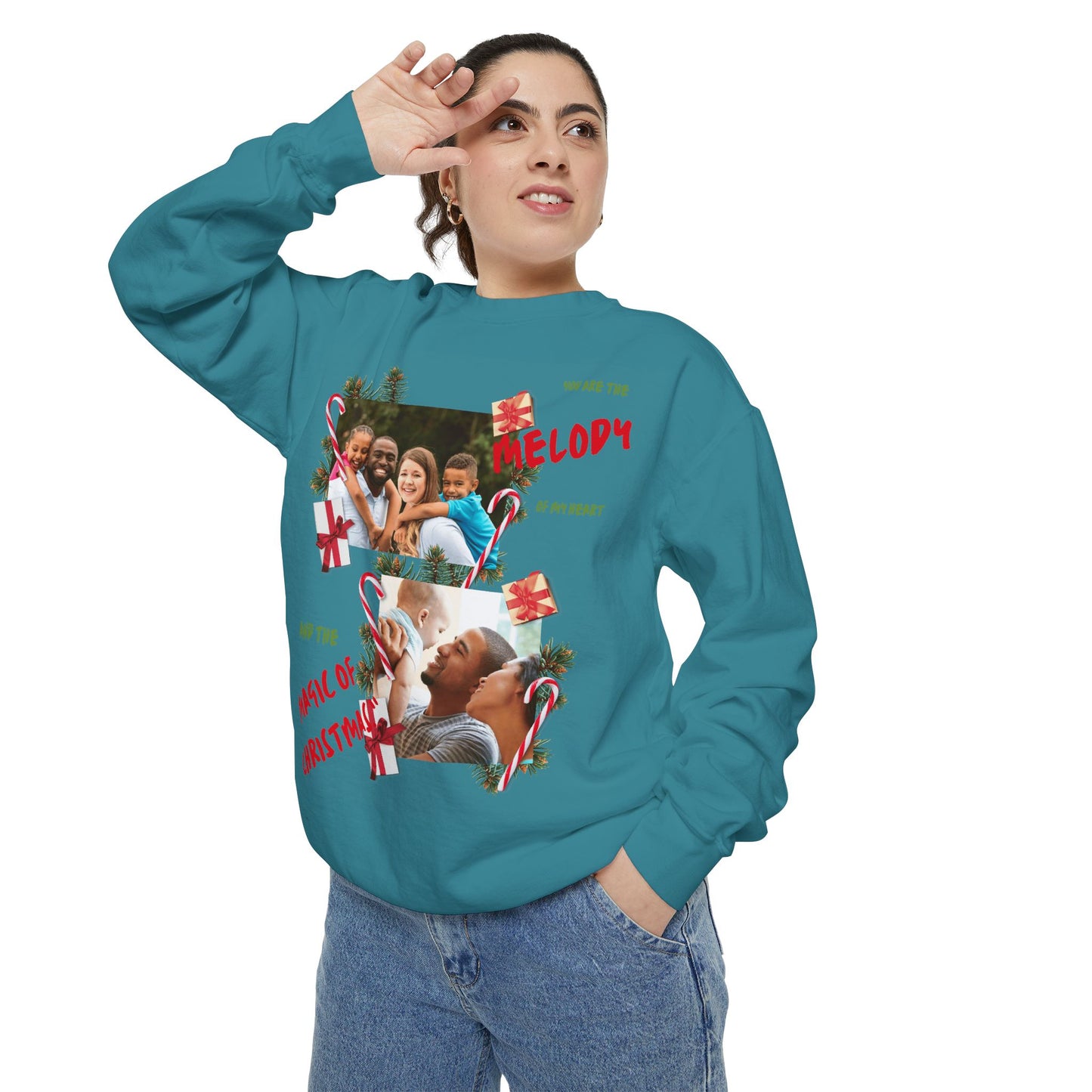 Personalized Christmas Photo Sweatshirt – “You Are the Melody” Holiday Crewneck