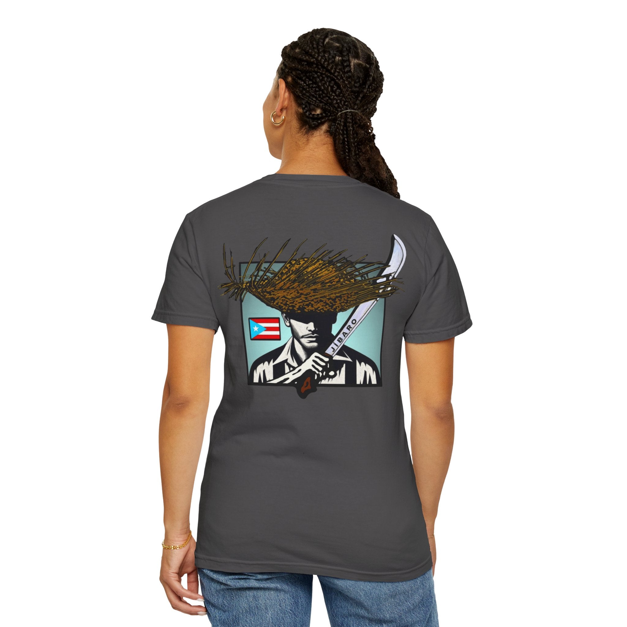 T-Shirt  "Jíbaro" Puerto Rican Heritage Tee (Back Machete  Sombrero de Paja Design) Puerto Rico’s Navidades