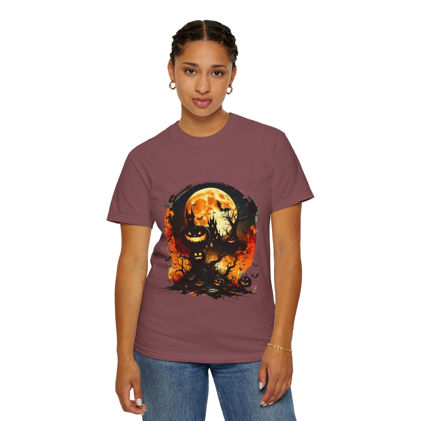 Halloween Moon Graphic T-shirt, Unisex Spooky Shirt, Fall Outfit, October Fest Tee, Halloween Party Wear, Trick or Treat T-shirt