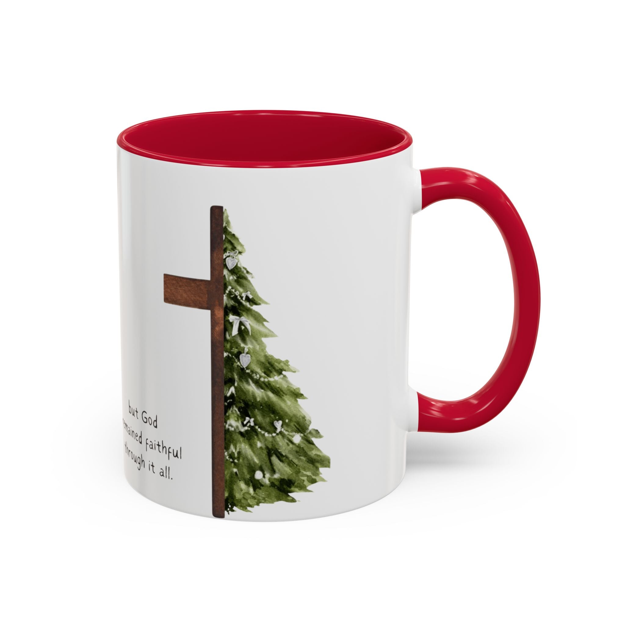 Christian Cross & Pine Tree Mug — Faith Reminder Coffee Cup (11oz/15oz)