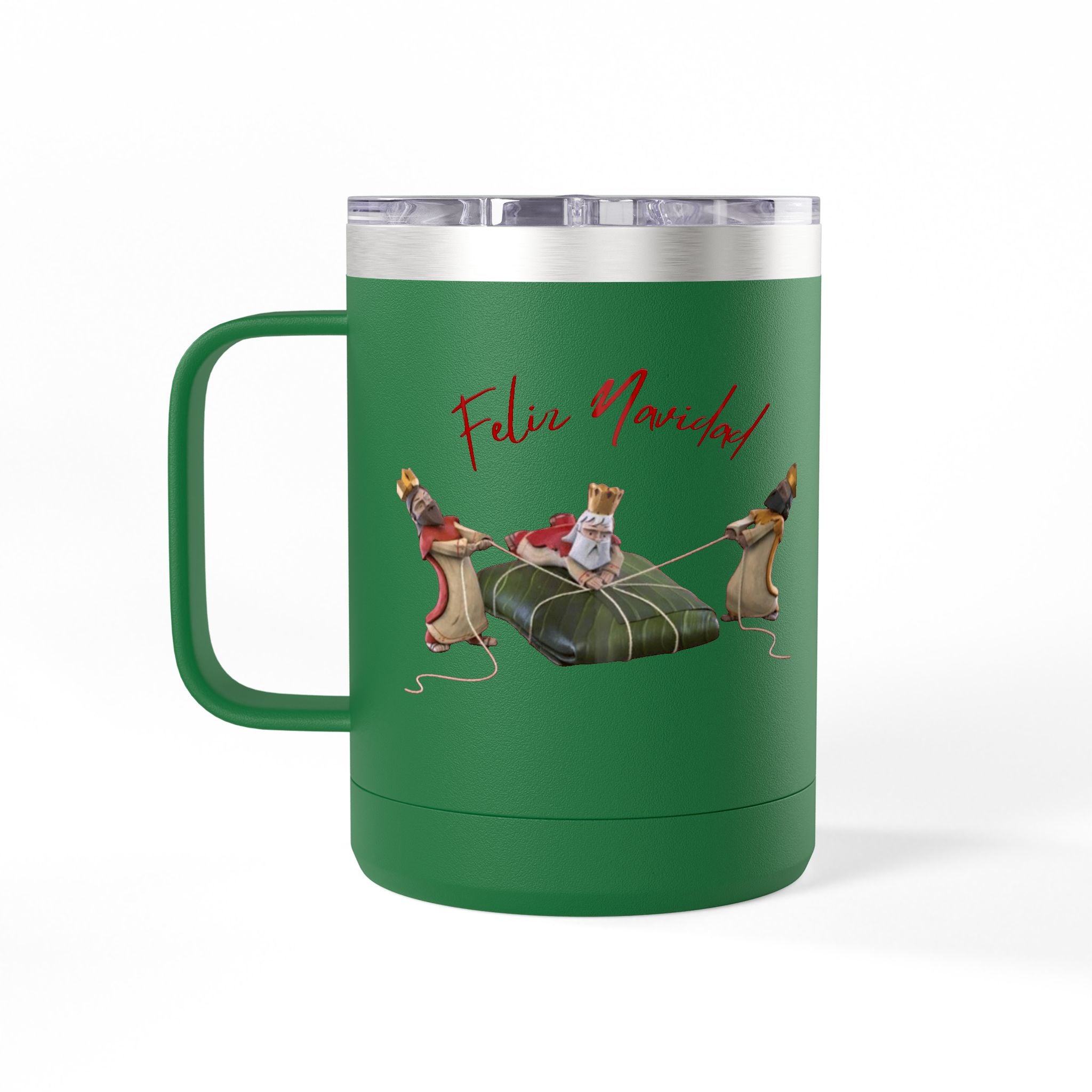 3 KINGS Holiday Travel Tumbler — 'Feliz Navidad' Dachshund Santa Design Coffee Cup for Fun Celebrations